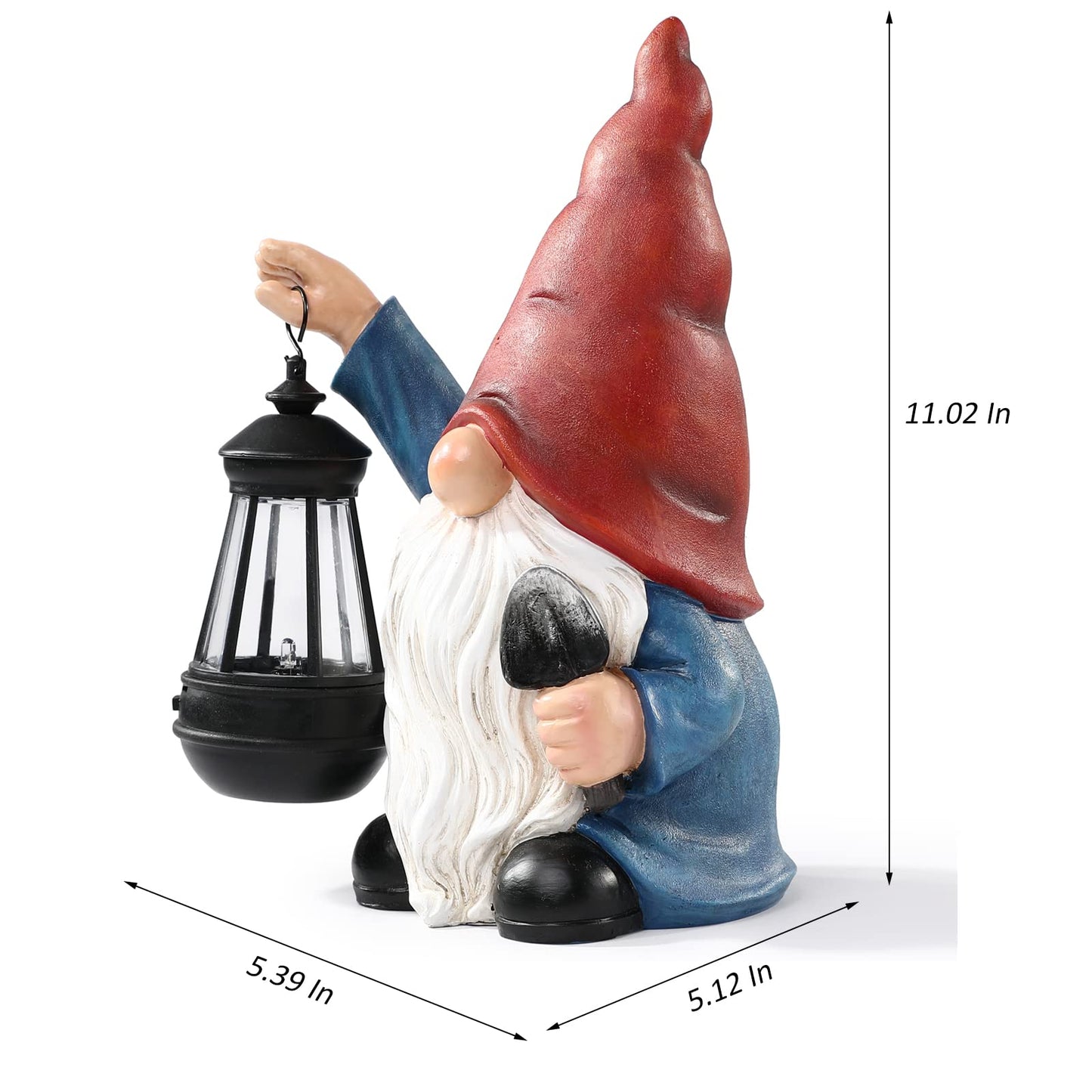 WONDHOME Garden Gnome Outdoor Decoration with Shovel Solar Gnomes Statue with Lantern LED Lights,Terrace Courtyard Lawn Patio Porch Decoration Mother's Day Christmas Housewarming Gift for Mom Women