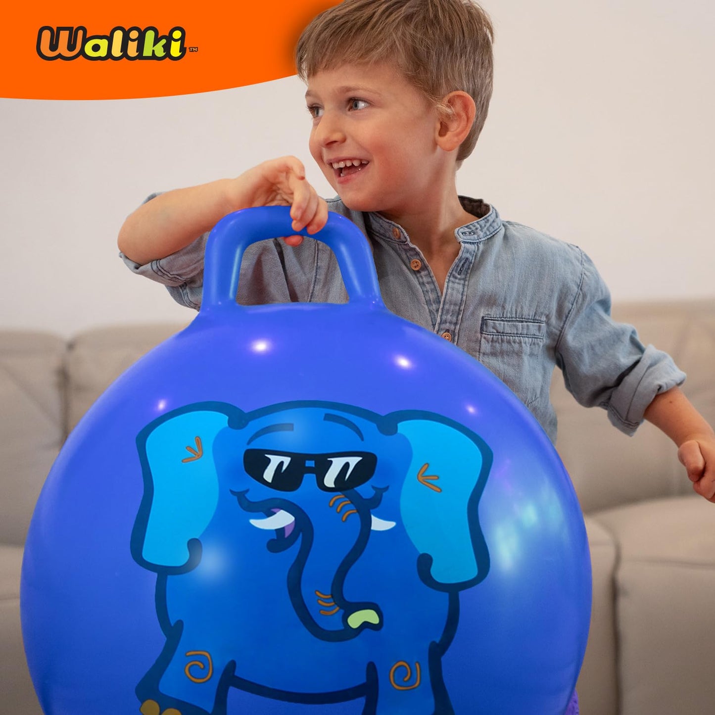 WALIKI Hopper Ball Toy for Boys and Girls Ages 3-6 | Hippity Hop Jumping Ball | Cool Birthday Gift | Blue | 18"