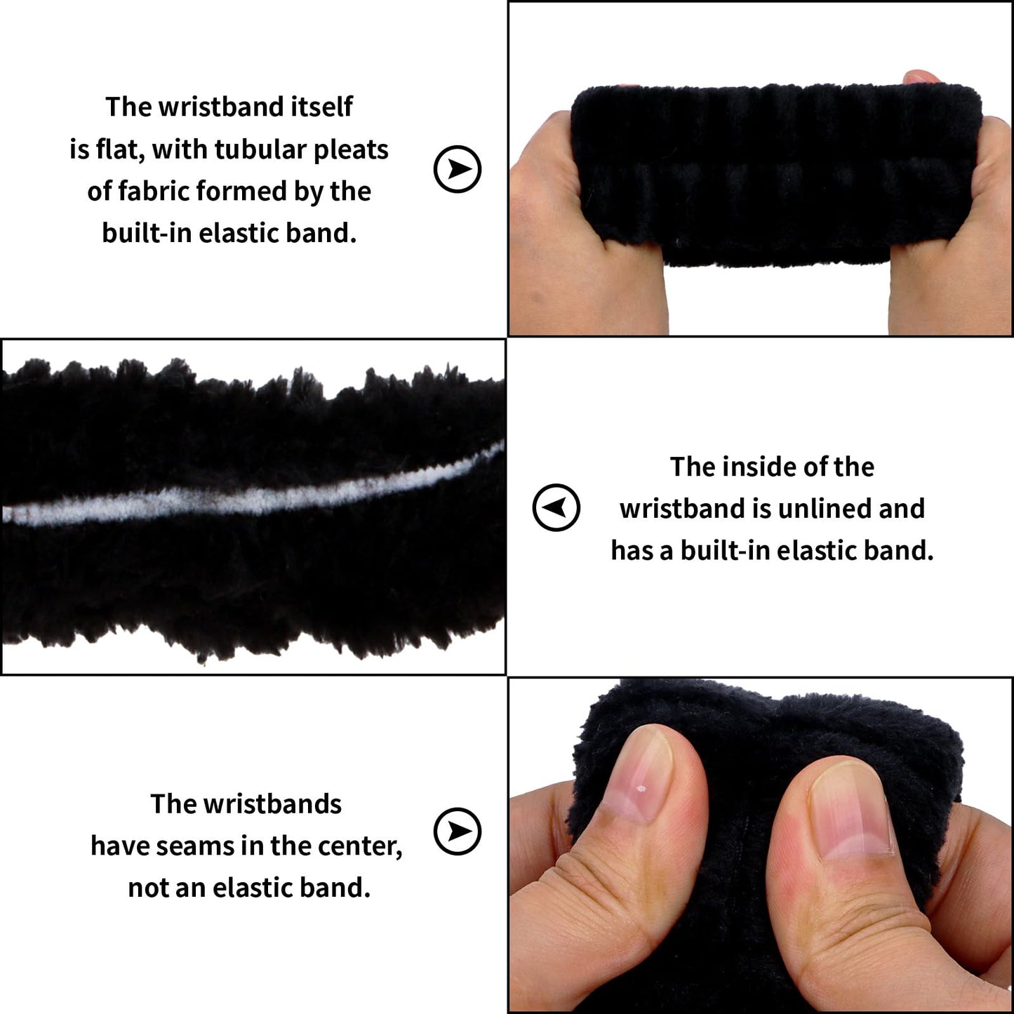 YARIEW Spa Set - 3 Makeup Facial Headbands and 6 Terry Cloth Wrist Bands for Women and Girls (Black)