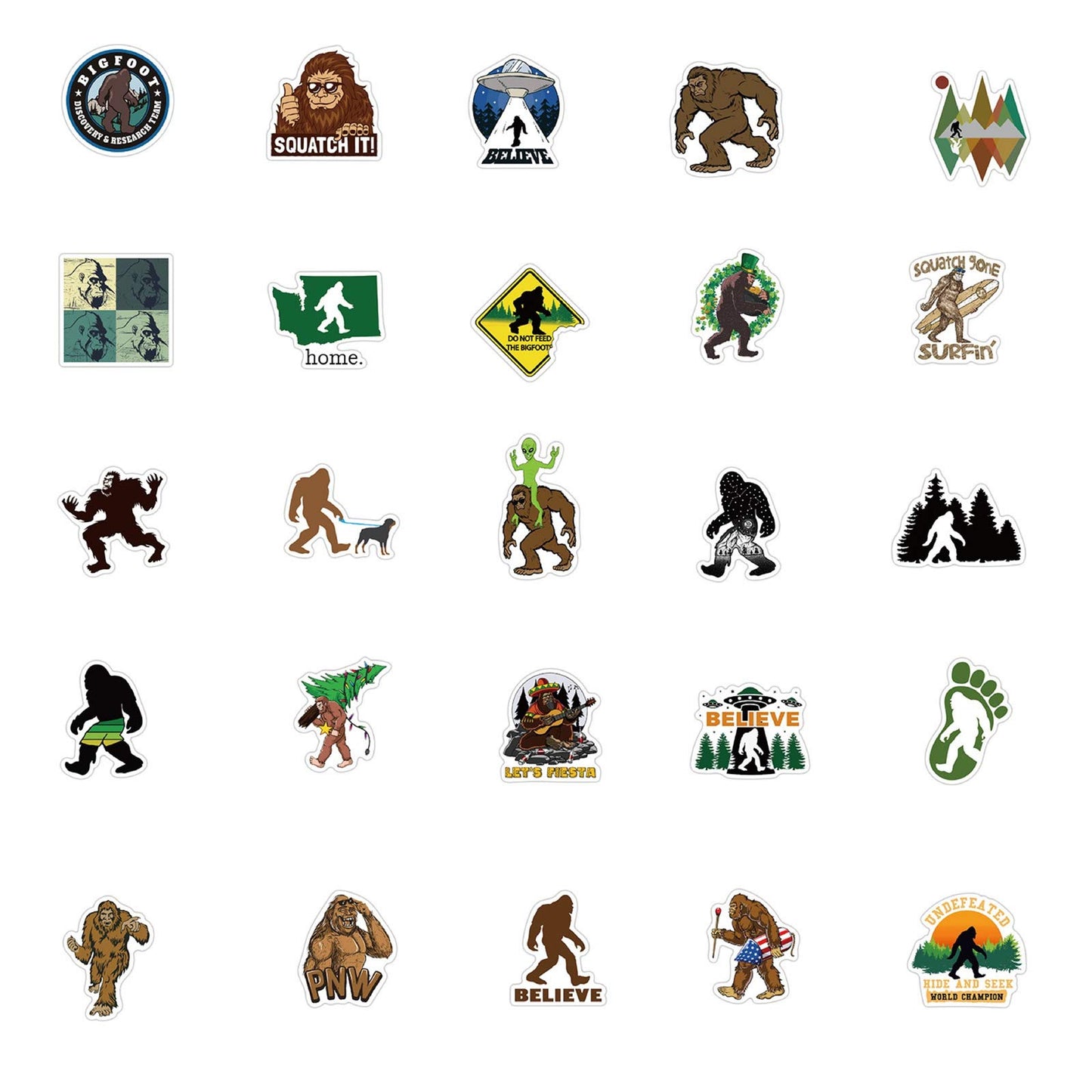 50Pcs Bigfoot Outdoor Nature Vinyls Stickers Laptop Sticker Waterproof Stickers Luggage Skateboard Water Bottle Stickers Decal Bicycle Bumper Snowboard Decorate Gift for Kid