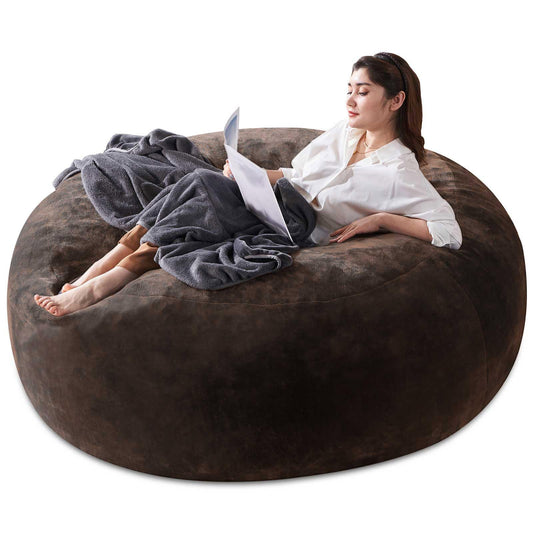 5FT,Giant beanbag Chairs for Adults,Bean Bag with Filler Included,Soft and Comfortable Memory Foam Chair,Extra Large Bean Bag，Adult Living Room，Leisure Chair Suitable for Bedroom and Dormitory(Brown)