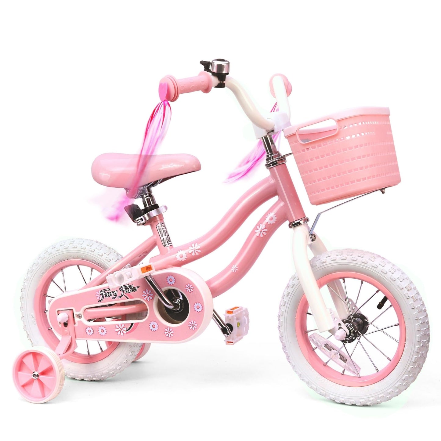 bicystar Girls Bike for Kids 3-5, Kids Bike with Training Wheels, Basket, Coaster Brake, Streamers, 12 inch Pink Pedal Bike for Kids, Birthday Gift