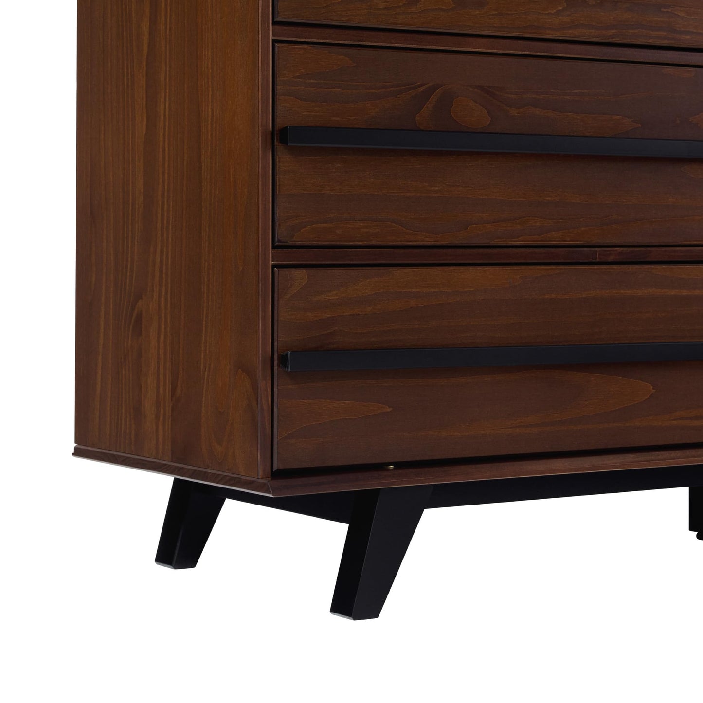 Walker Edison Malhia Contemporary Minimalist Solid Wood 6-Drawer Dresser, 60 Inch, Walnut