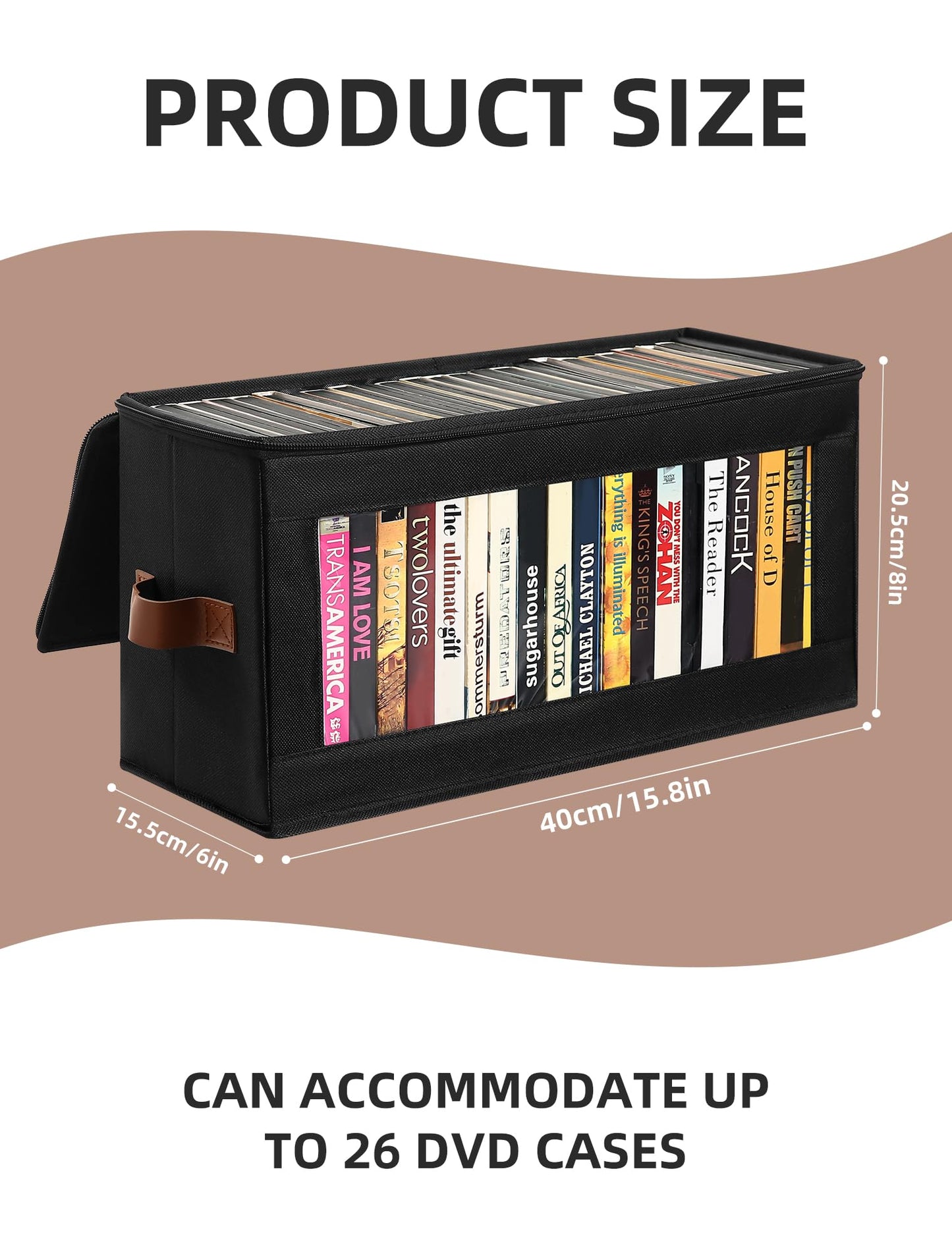 Wanapure DVD Storage Box - 4 Pack DVD Case Holder with Zip Lid, Media Storage Case for DVDs, CDs, Video Game Disks,Blu Ray Disc,DVD Organizer with Clear Window for Easy Access To Your Collection