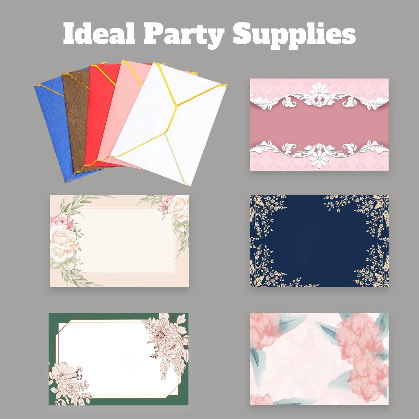 30PCS Custom Invitation Cards with Envelopes, Personalized Colorful Border Pattern Invitation Cards, All Occasion Party Supplies, Wedding, Birthday, Baby Shower, Graduation (15.2×10.2cm/6×4inch)