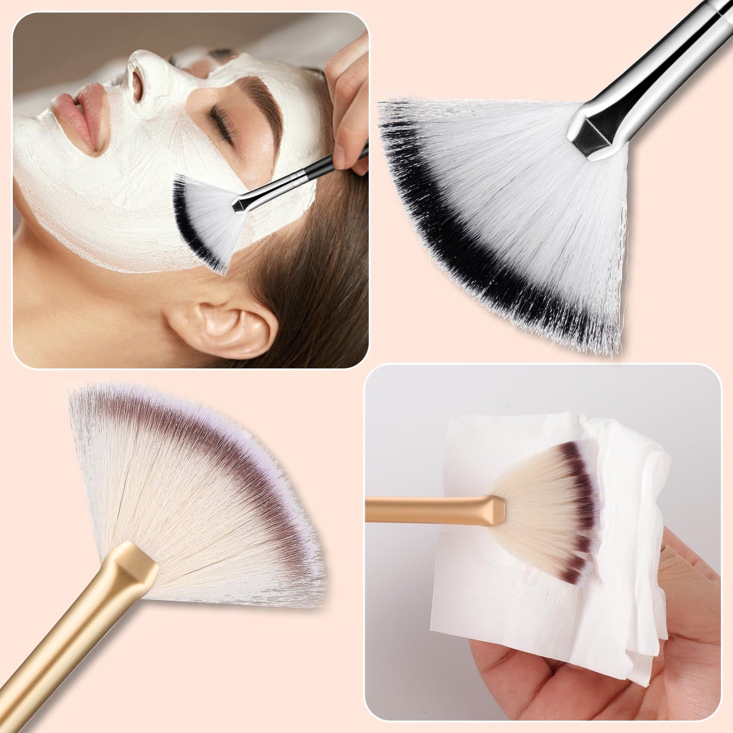 12 Pieces Fan Brushes for Facials Slim Soft Face Mask Brush Applicator for Glycolic Acid Peel Mask Esthetician Face Makeup Brush