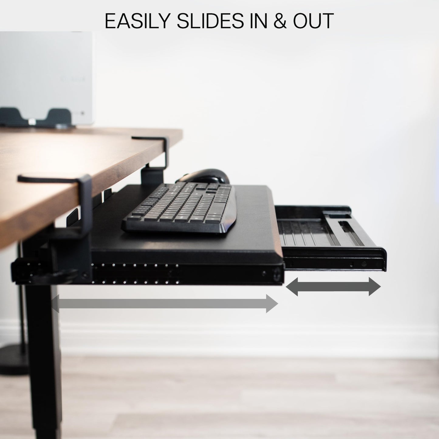 VIVO Large Keyboard Tray Under Desk Pull Out Platform with Pencil Drawer, Extra Sturdy C Clamp Mount, 27 (33 Including Clamps) x 11 inch Slide-Out Tray with Storage Drawer, Black, MOUNT-KB05-4D