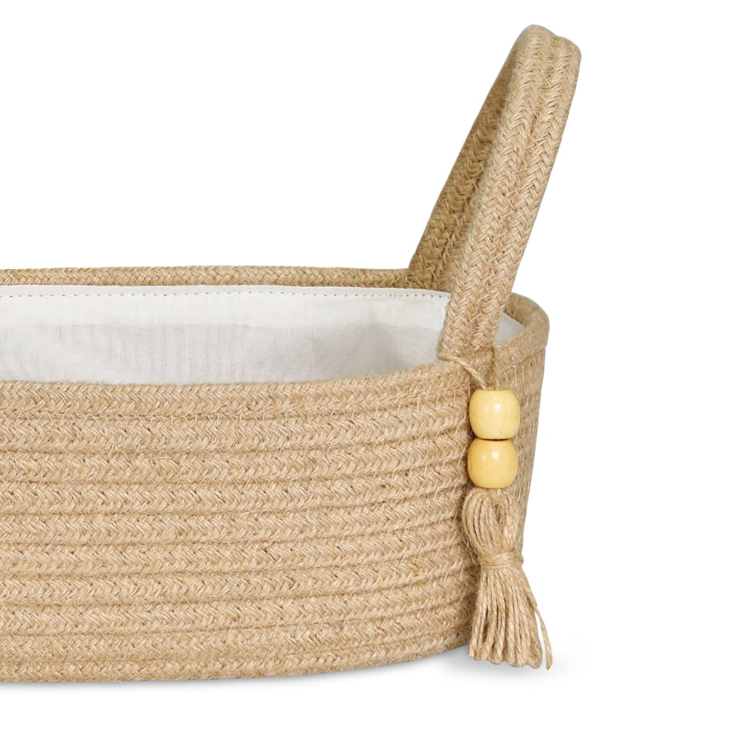 ABenkle Small Storage Basket for Toilet Tank Top - Jute Rope Woven Organizer with Handle, Boho Countertop Bathroom Decor, Toilet Paper Holder, 13x6x4 Inch