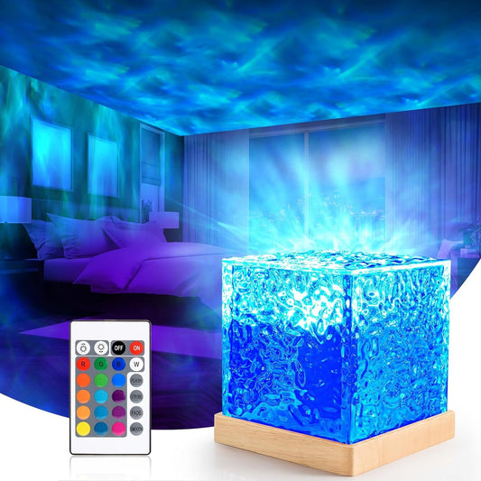 WYEDJHF Northern Lights Projector - Rotating Ocean Wave Projector,16 Colors Changing Water Wave Lamp with Remote for Bathroom, Bedroom, Kids Room, Party, Bars, Game Rooms (Large Ocean)