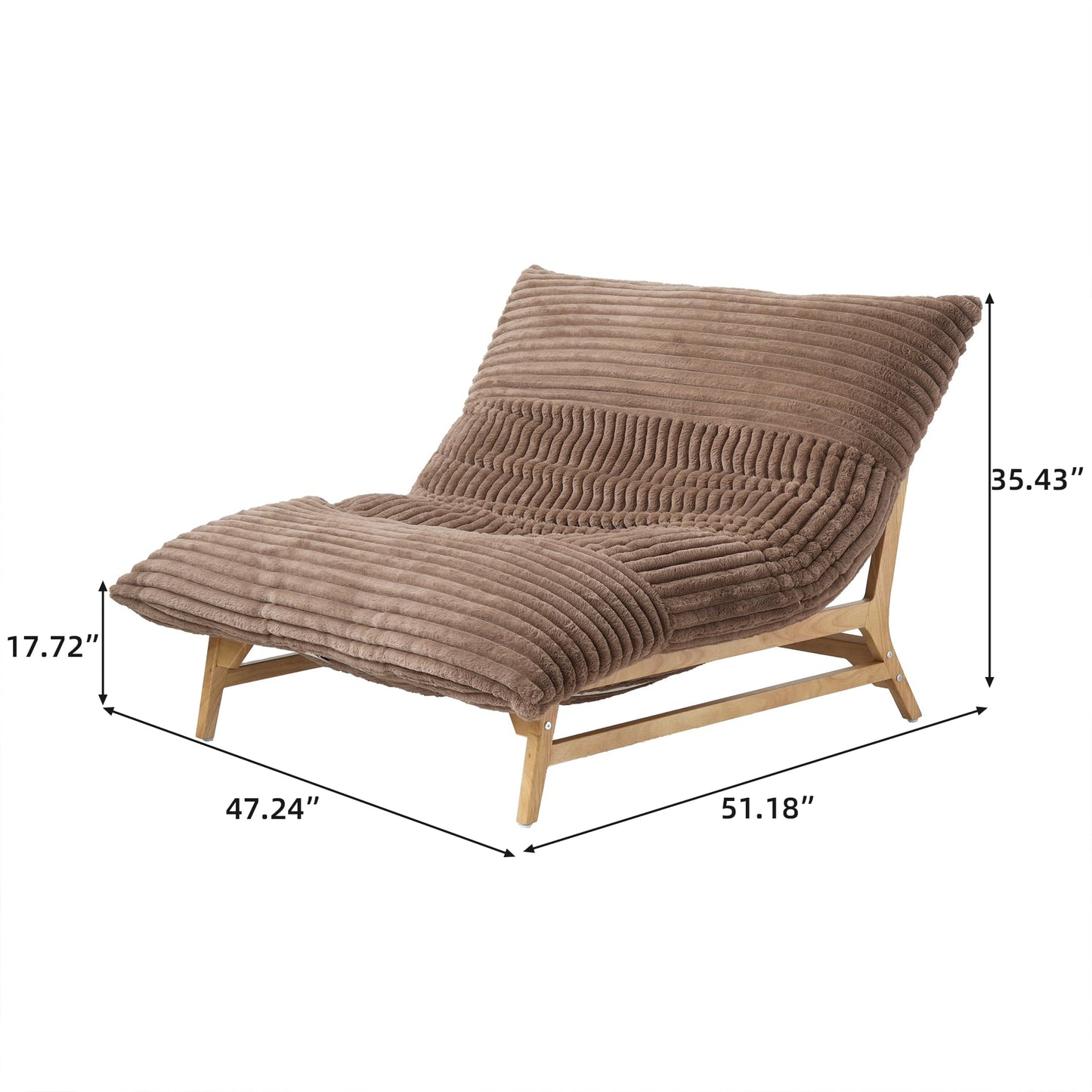WJShome Oversized Chaise Lounge Chair,47.24" Sofa Chair, Accent Chair,Sleeper Sofa Bed for Living Room,Comfy Recliner Chair Loveseat Couch with Removable Upholstered for Reading Bedroom (Brown)