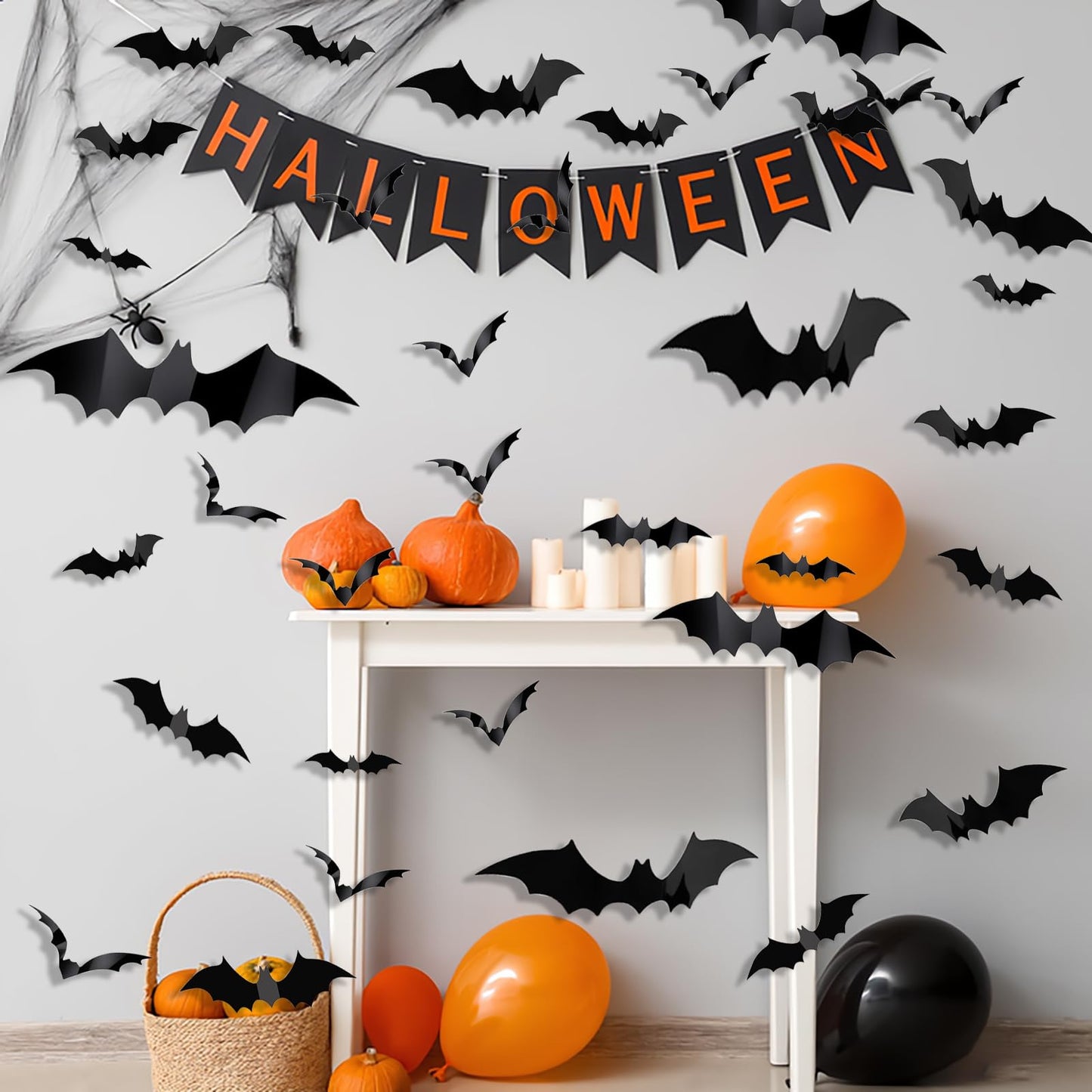 70Pcs Halloween Bats Decoration 3D Bats for Halloween Wall Decoration Indoor Window Decal Halloweens Home Party Decoration Supplies