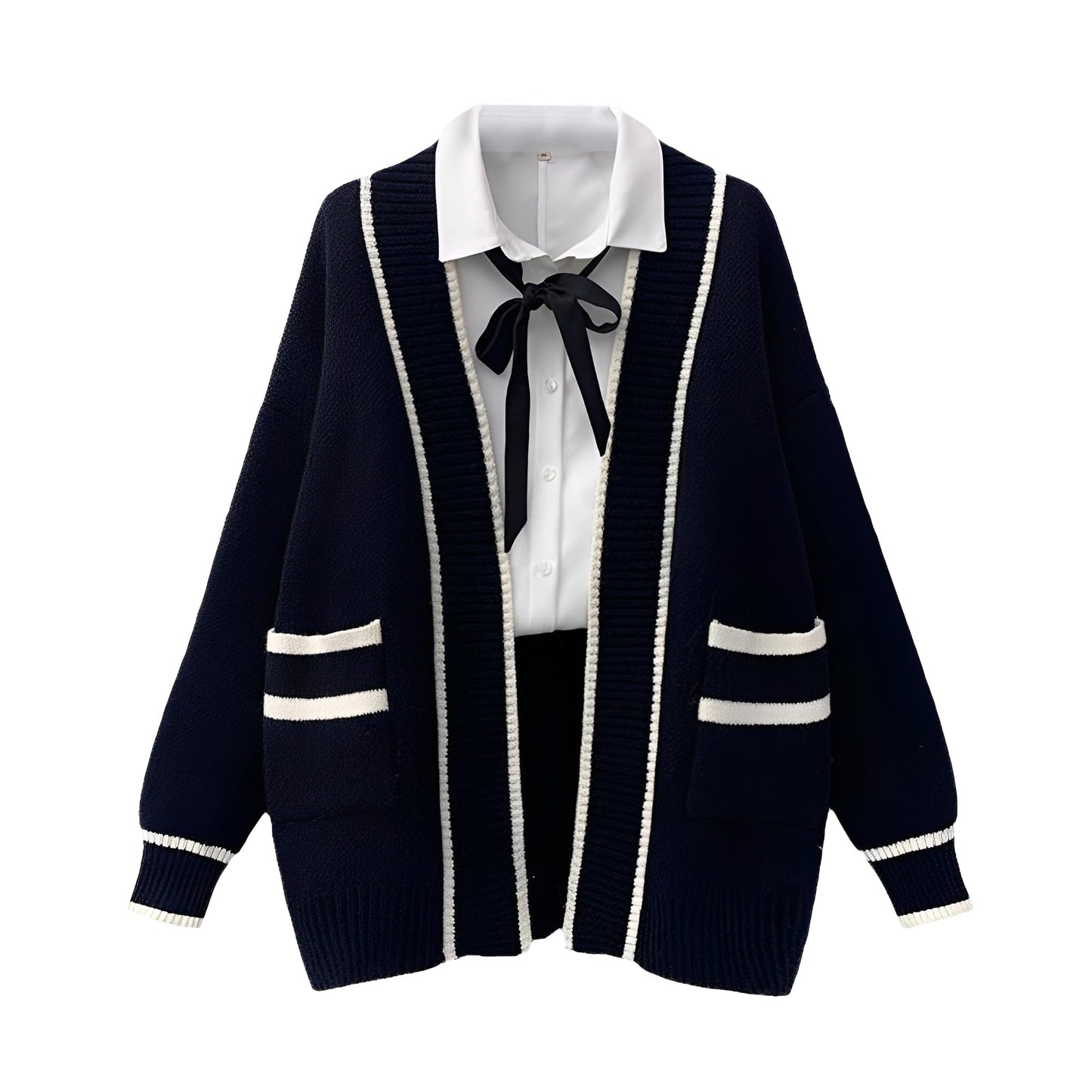 Womens Japan Cute Cardigan Sweater Kawaii JK Uniform Open Front Cardigan with Buttons Aesthetic Long Sleeve Loose Jackets