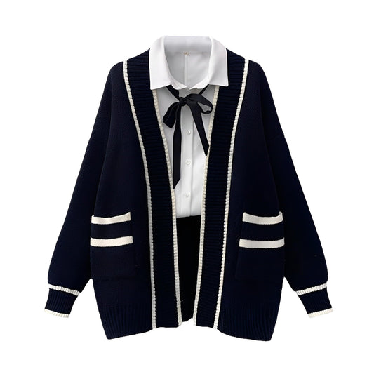 Womens Japan Cute Cardigan Sweater Kawaii JK Uniform Open Front Cardigan with Buttons Aesthetic Long Sleeve Loose Jackets