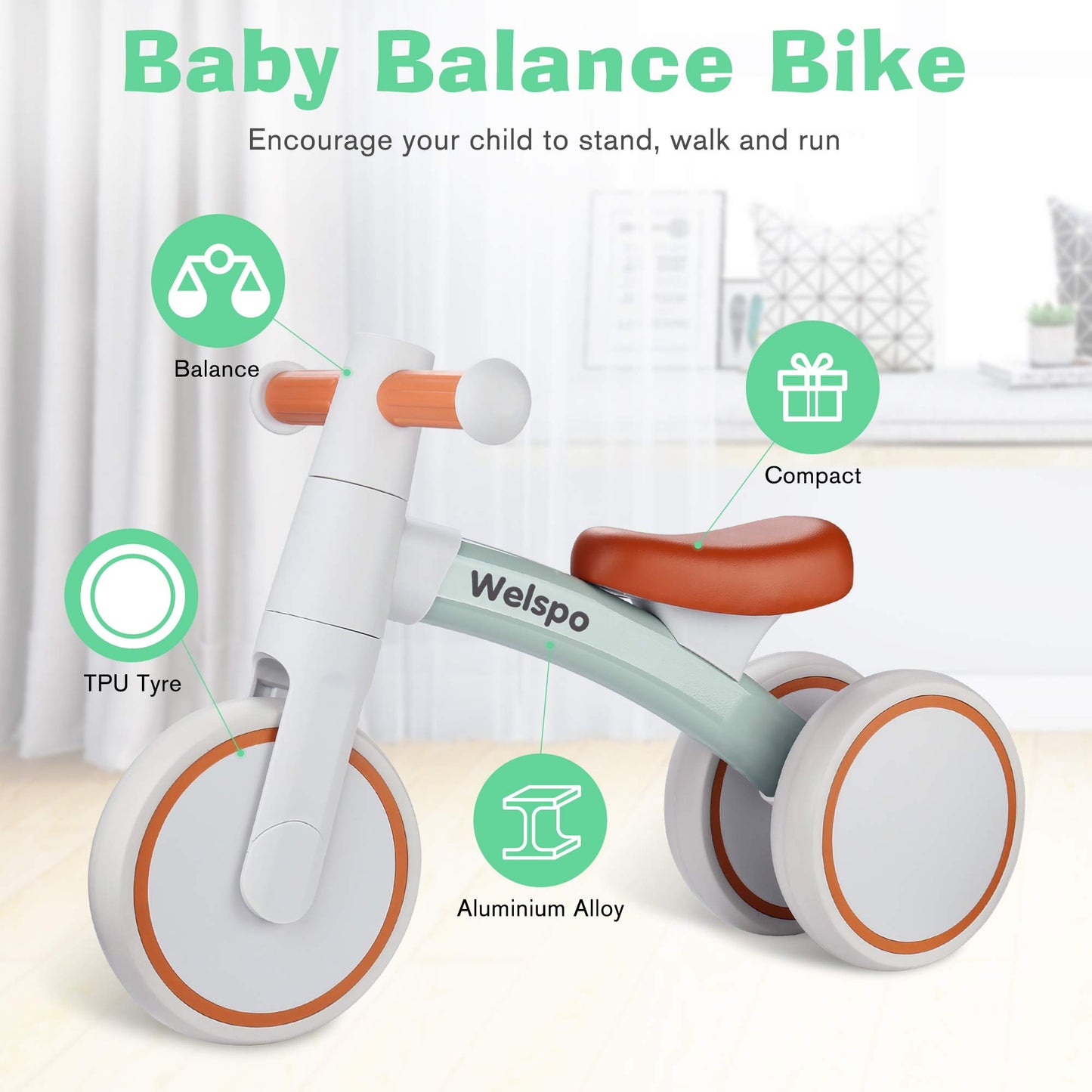 welspo Baby Balance Bikes for 1 Year Old Boys Girls 12-24 Months Kids Toddler Infant Walker Children First Bicycle No Pedal 3 Wheels Mini Bike Riding Toys