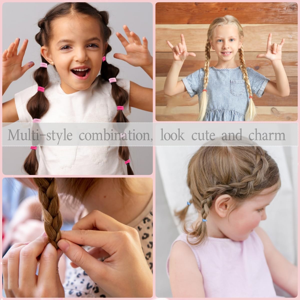 889 pcs Elastic Hair Bands for Girls Hair Accessories Ponytail Holders Colorful Rubber Bands Set with 14 pcs Cute Hair Clip