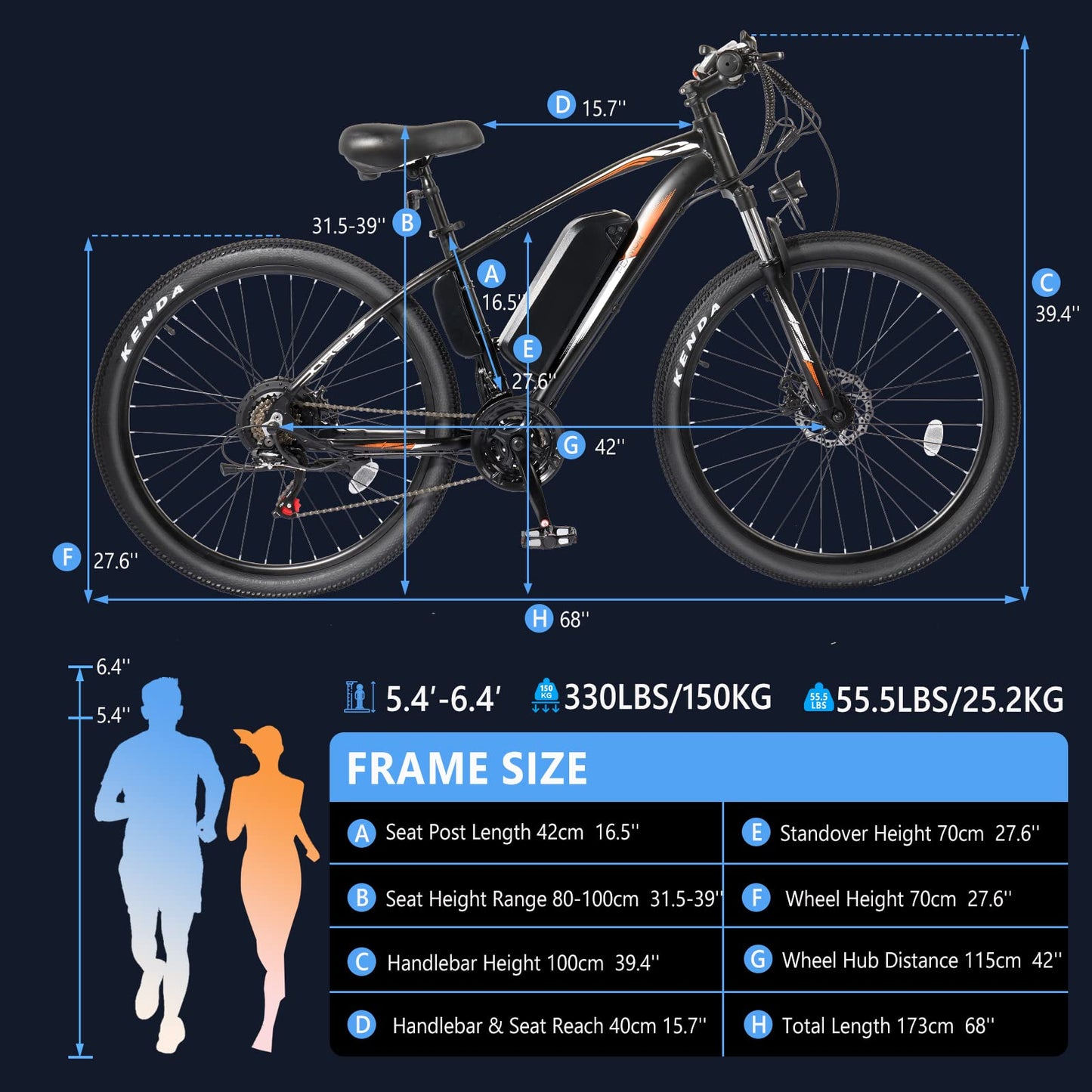 PEXMOR Peak 750W Electric Bike for Adults, 21 Speed Mountain Commuter Ebike, 50Miles 20MPH, 48V 13AH Removable Battery, 27.5" Fat Tire Electric Bicycle, with Lockable Suspension Fork