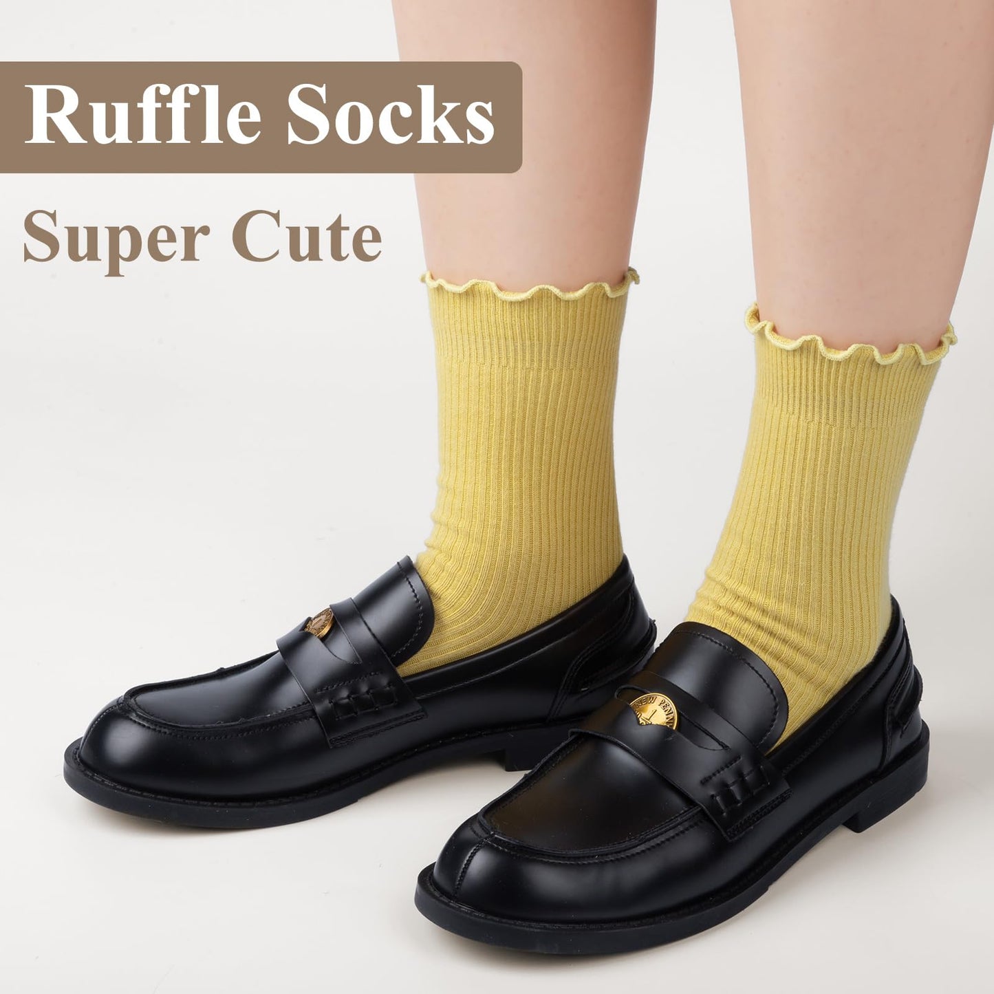 6 Pairs Cute Ruffle Socks Women, Womens Crew Frilly Turn-Cuff Dress Soft Breathable Novelty Colorful Girls Ankle Socks 5-10