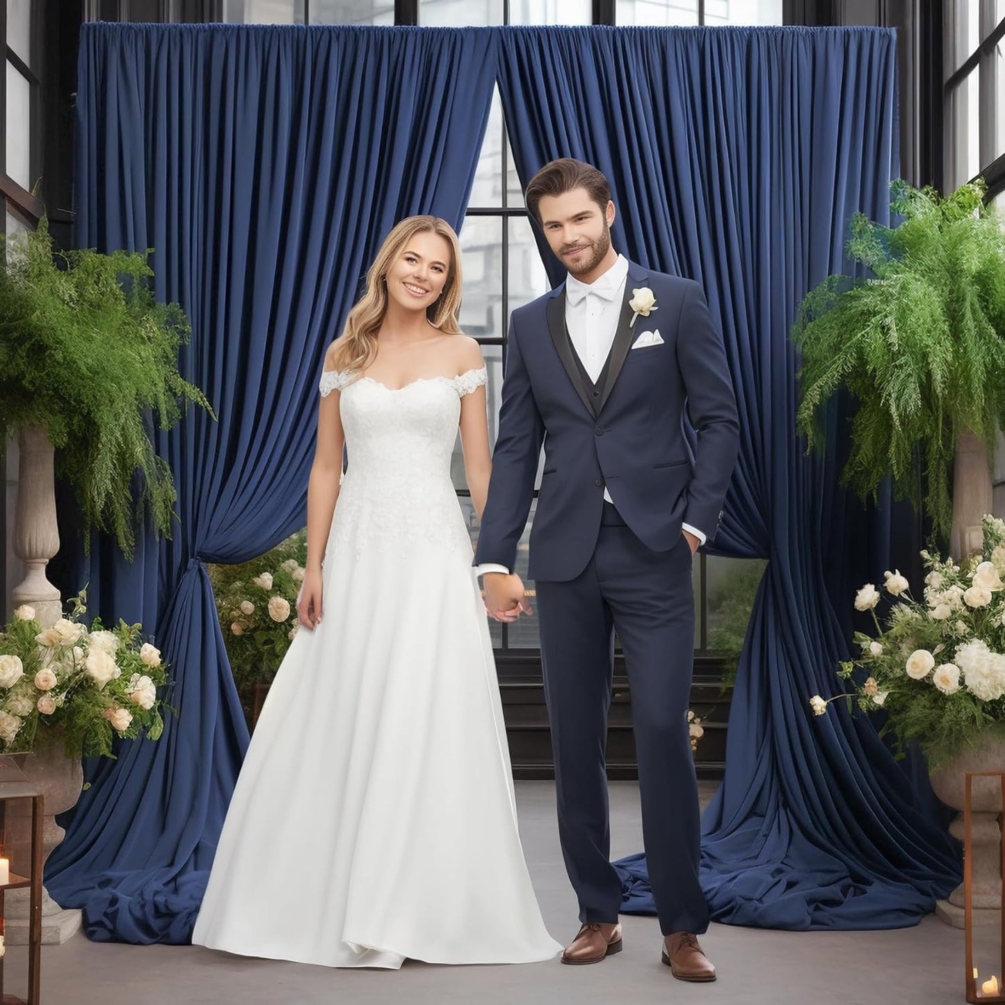 20ftx10ft Wrinkle Free Navy Blue Backdrop Curtains Panels for Parties, Thick Polyester Backdrop Drapes for Birthday Wedding Photography Home Decorations