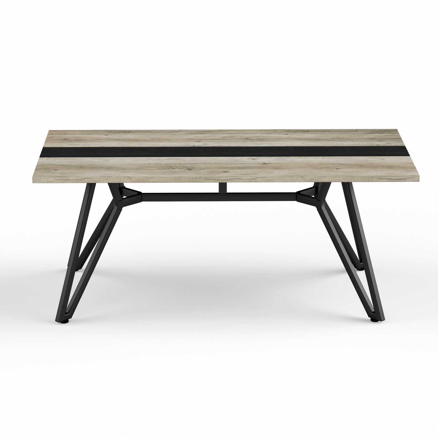71" Long Dining Table for 6-8 People, Modern Farmhouse Wooden Dining Room Table with Adjustable Metal Legs, Large Rectangular Kitchen Tables for Dinner Party Family Gathering, Grey