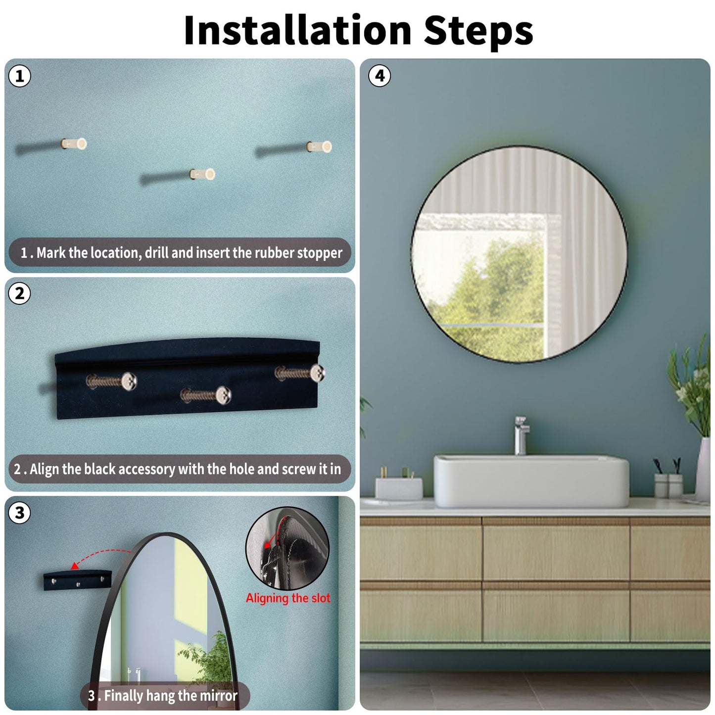 48 Inch Round Wall Mirror Gold Metal Framed Mirror Circle Mirror Modern Style HD Vanity Mirror Wall-Mounted Mirror for Entryways, Bathroom or Dorm