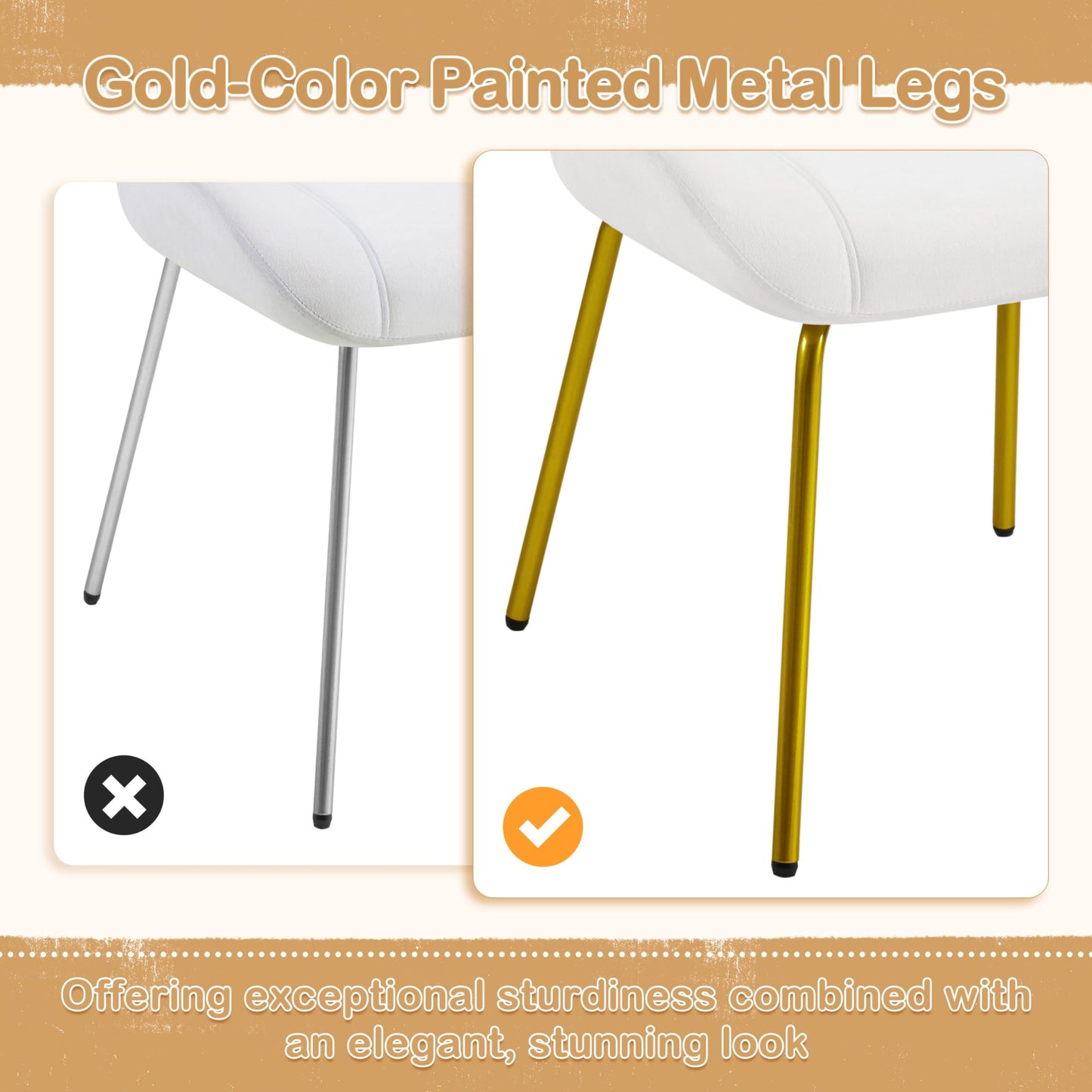 Yaheetech Vanity Chair, Velvet Accent Chair with Shell-Shaped Backrest, Modern Armchair with Gold Metal Legs for Dressing Room/Bedroom/Living Room, White