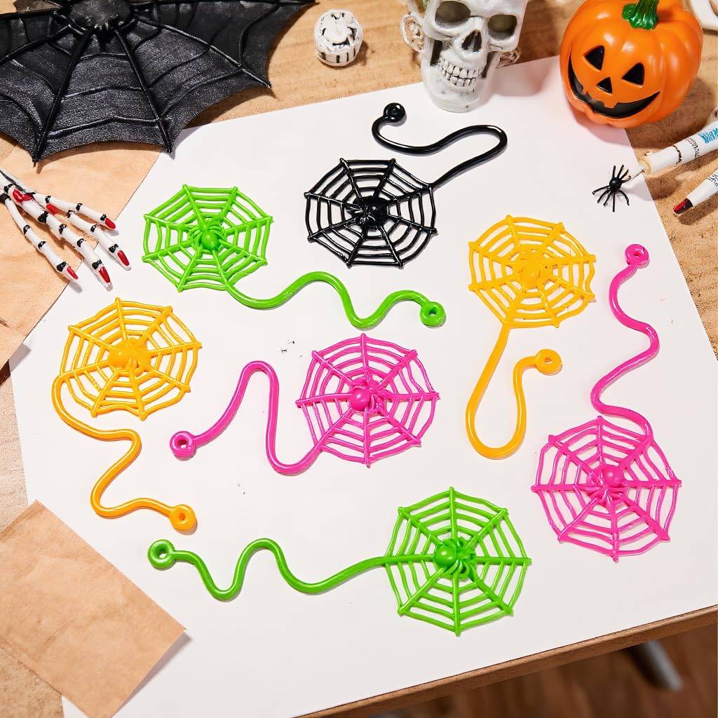 36Pcs Sticky Spider Web Hands, Halloween Party Favors Bulk for Kids, Stretch & Throw Toys for Classroom Prizes, Goodie Bag Stuffers, Pinata Fillers, Spider Decorations