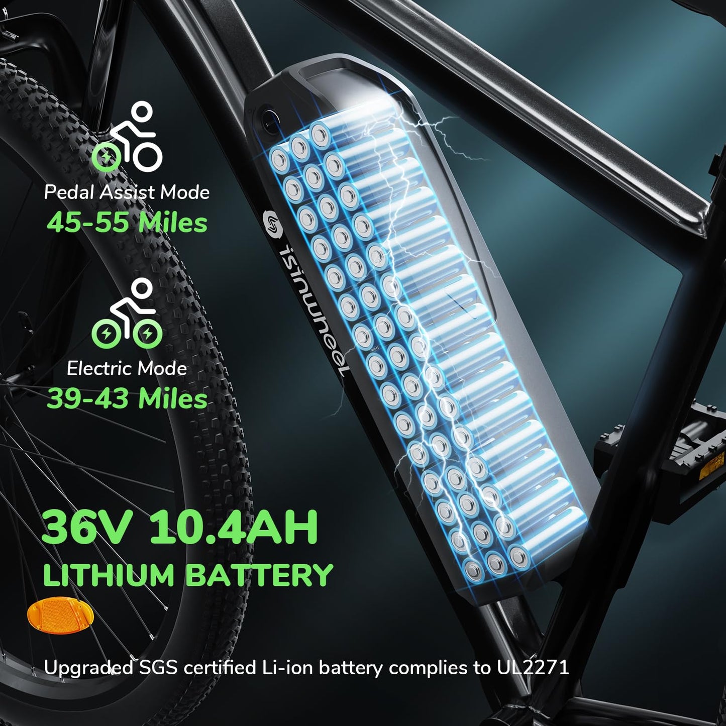 isinwheel M10 Electric Bike Adult 500W, 26" Commuting Electric Mountain Bike 20MPH Max Range 55+ Miles, Removable Battery, Professional 35-Speed, Front Fork Suspension Lightweight Electric Bicycle