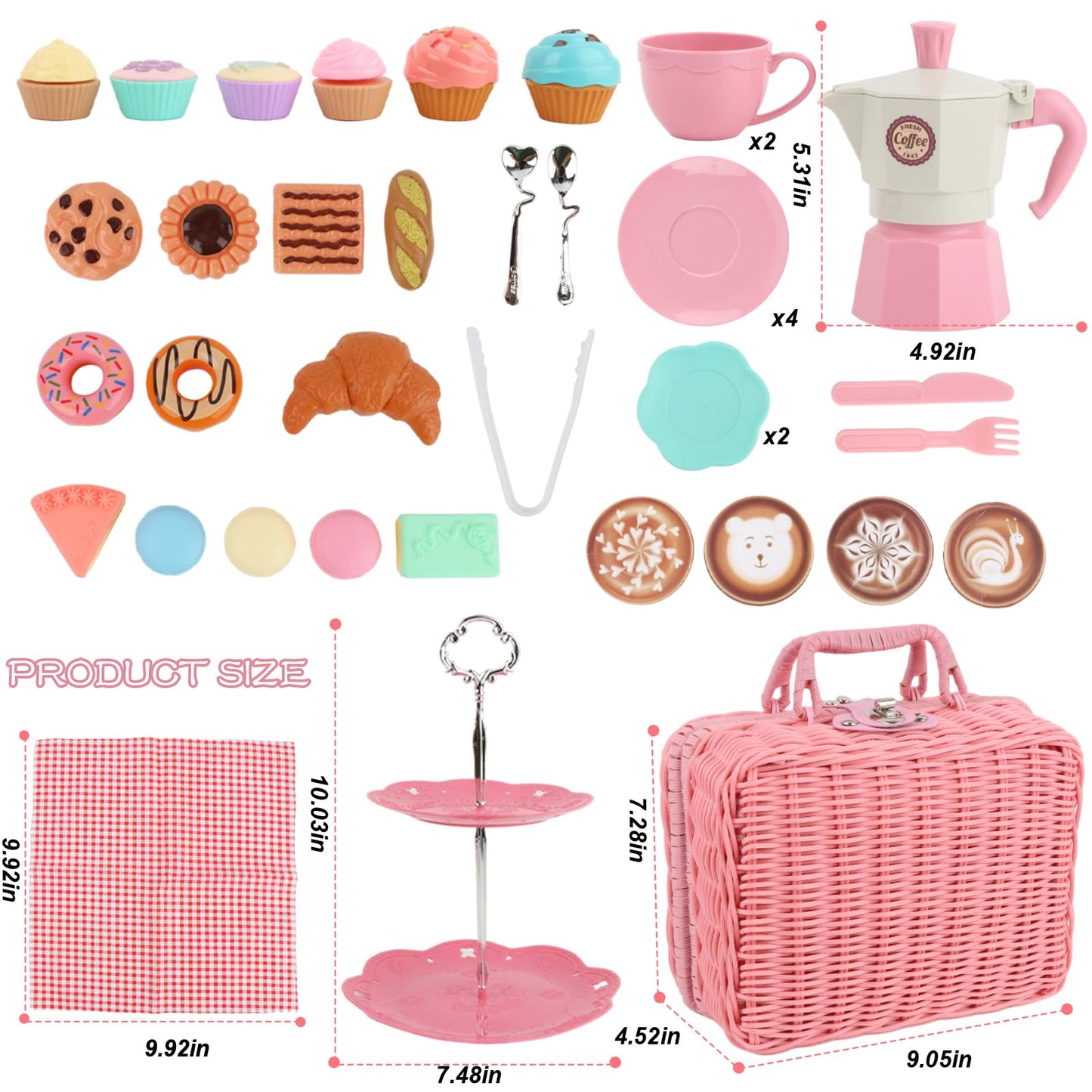 Viwulute Afternoon Tea Toys Set Pretend Play Food Toys for Toddler Girls, Party Tea Playset Toy Gifts for 3 4 5 6 Year Old Girl Boy Kids Toddlers