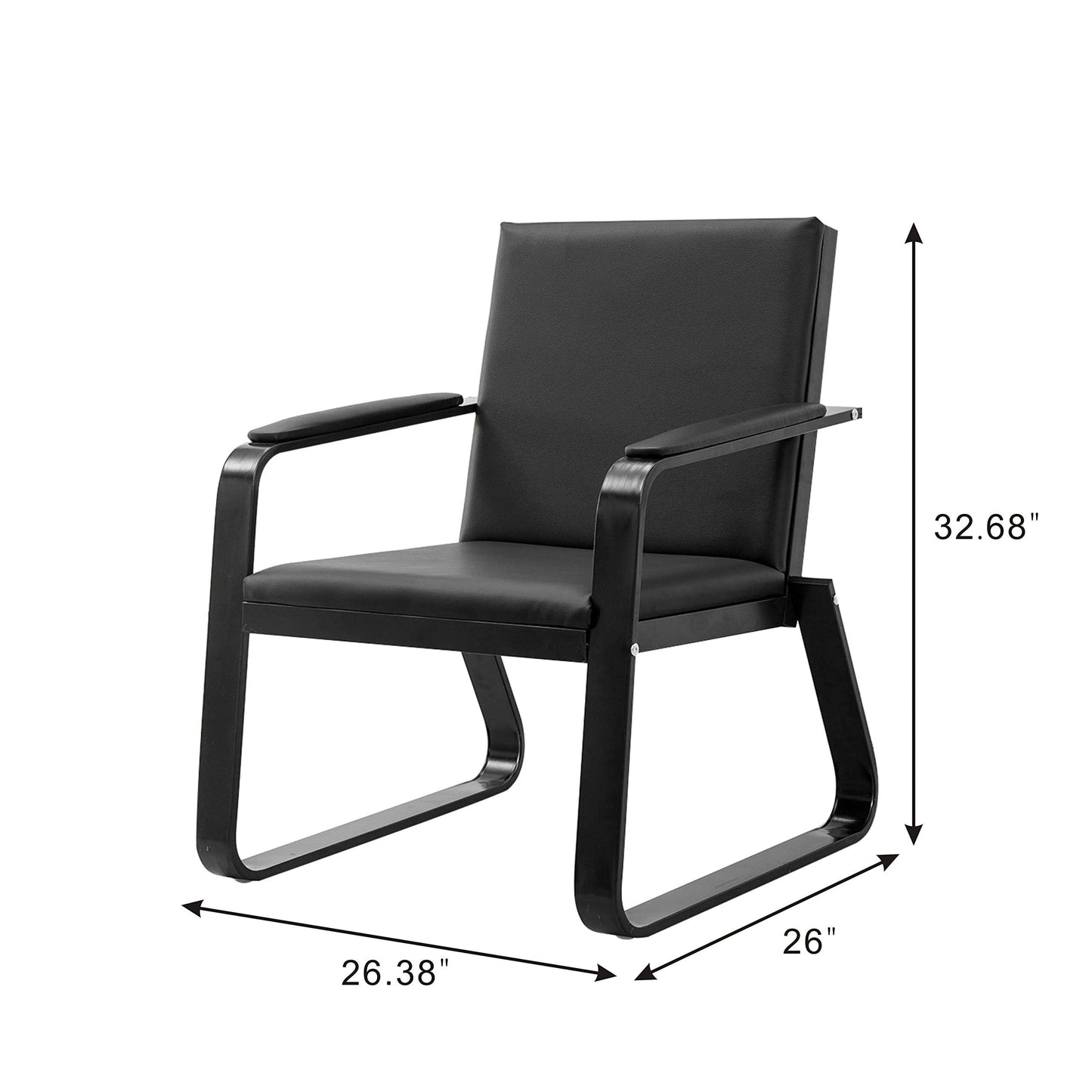 wonline Waiting Room Chair with Armrest PU Leather Office Furniture Bench Office Guest Seating Lobby Conference Reception Chairs for Airport Clinic Hospital Bank Salon Barber