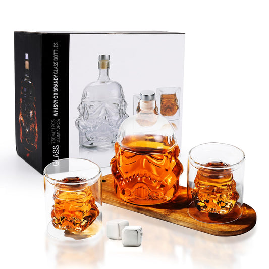 Whiskey Decanter Set Gifts for Men with 2 Wine Glasses 150ml, Whiskey Carafe for Bourbon, Vodka, liquor Decanter, Alcohol Gifts for Men Dad Husband (750ml)