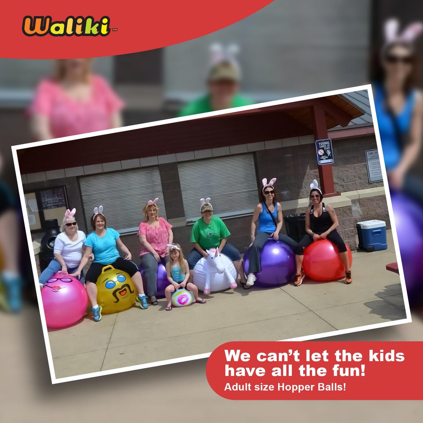 WALIKI Hopper Ball for Adults | 29" Jumping Ball | Hippity Hop | Fun Outdoor Game for Parties & Family Activities