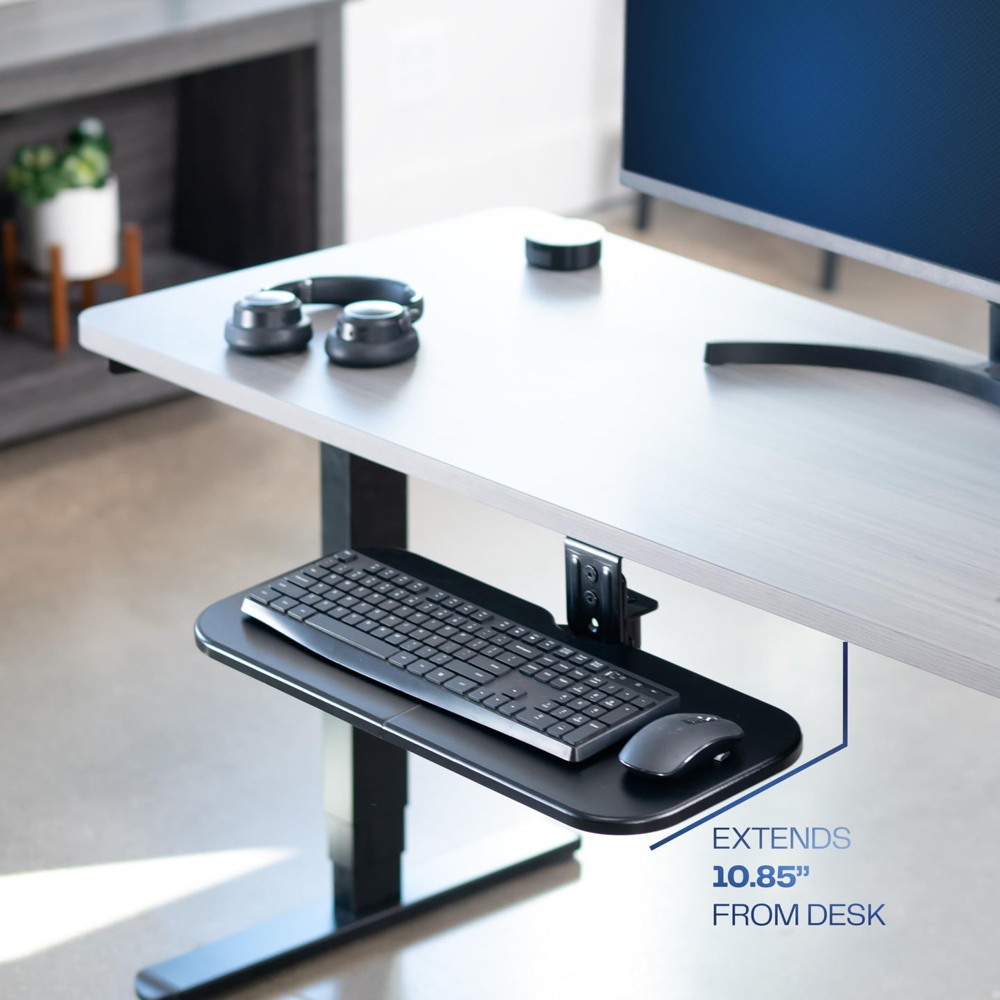 VIVO Rotating Computer Keyboard and Mouse Tray Under Desk Mount, Swiveling 23 x 10 inch Platform, Ergonomic Typing, Black, MOUNT-KB01B