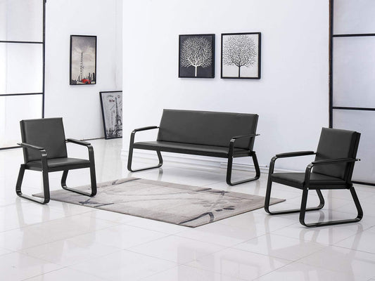 wonline Waiting Room Chair with Armrest PU Leather Office Furniture Bench Office Guest Seating Lobby Conference Reception Chairs for Airport Clinic Hospital Bank Salon Barber