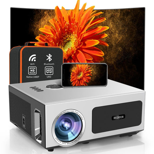 1900 Ansi Smart Outdoor Projector 4K with WIFI and Bluetooth,Auto Focus,DoIby Audio,ARC,PPT,Outdoor Movie Home Projector 4k HDR10+30W Speaker,50%Zoom,500''Display,Compatible w/ TV Stick,iOS,Android,PC