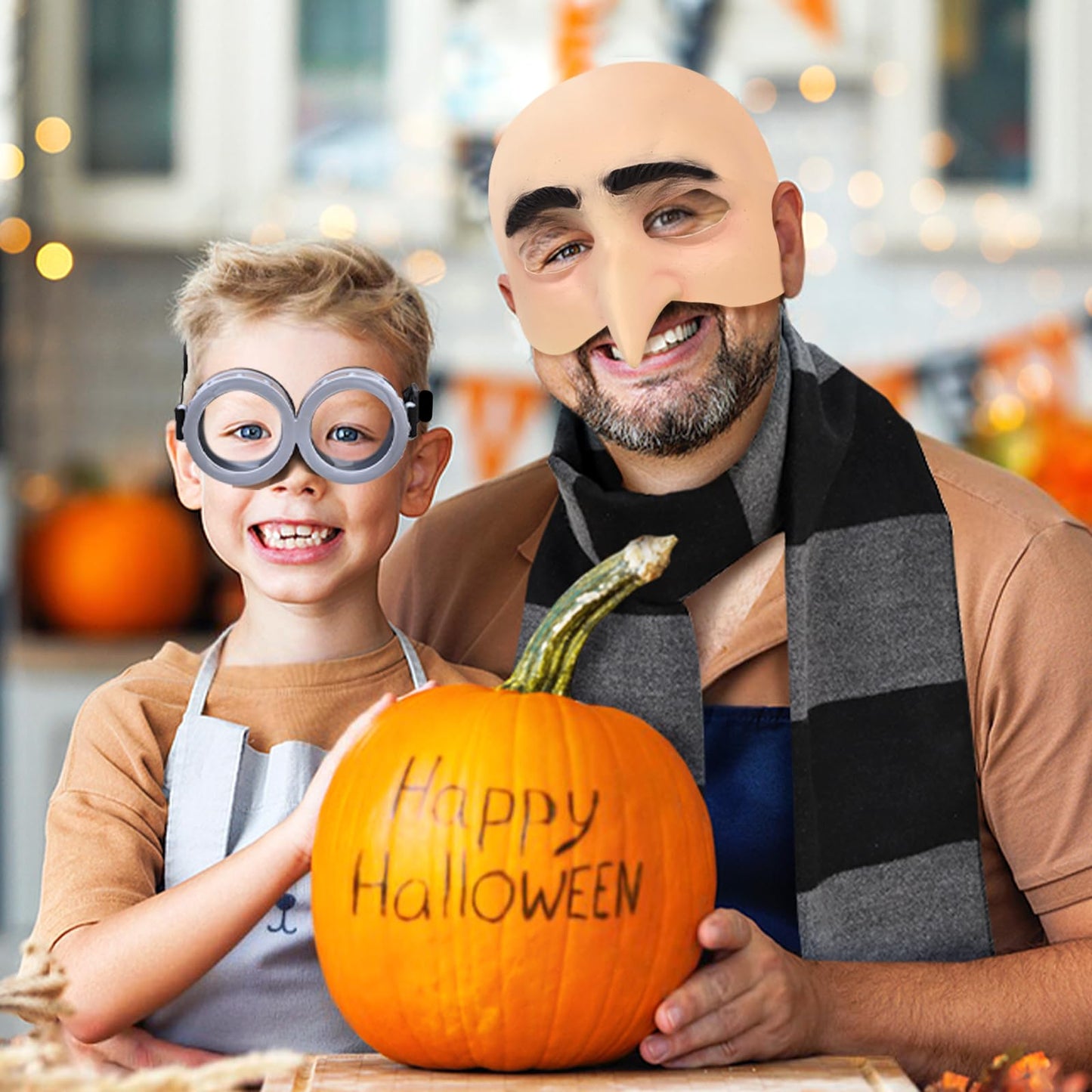 3Pcs Halloween Costume for Adult, 2025 Bald Cap for Men Halloween Black Gray Striped Scarf and Mesh Wig Cap,Cosplay Classic Characters Party Set