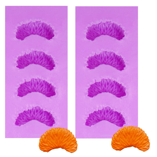8-Cavity Tangerine Slice Silicone Candy Molds Fruit Mandarin Orange Segments Chocolate Baking Molds Gum Paste Icing Molds for Cake Decoration Cupcake Topper Sugar Craft Soap Candle Set of 2