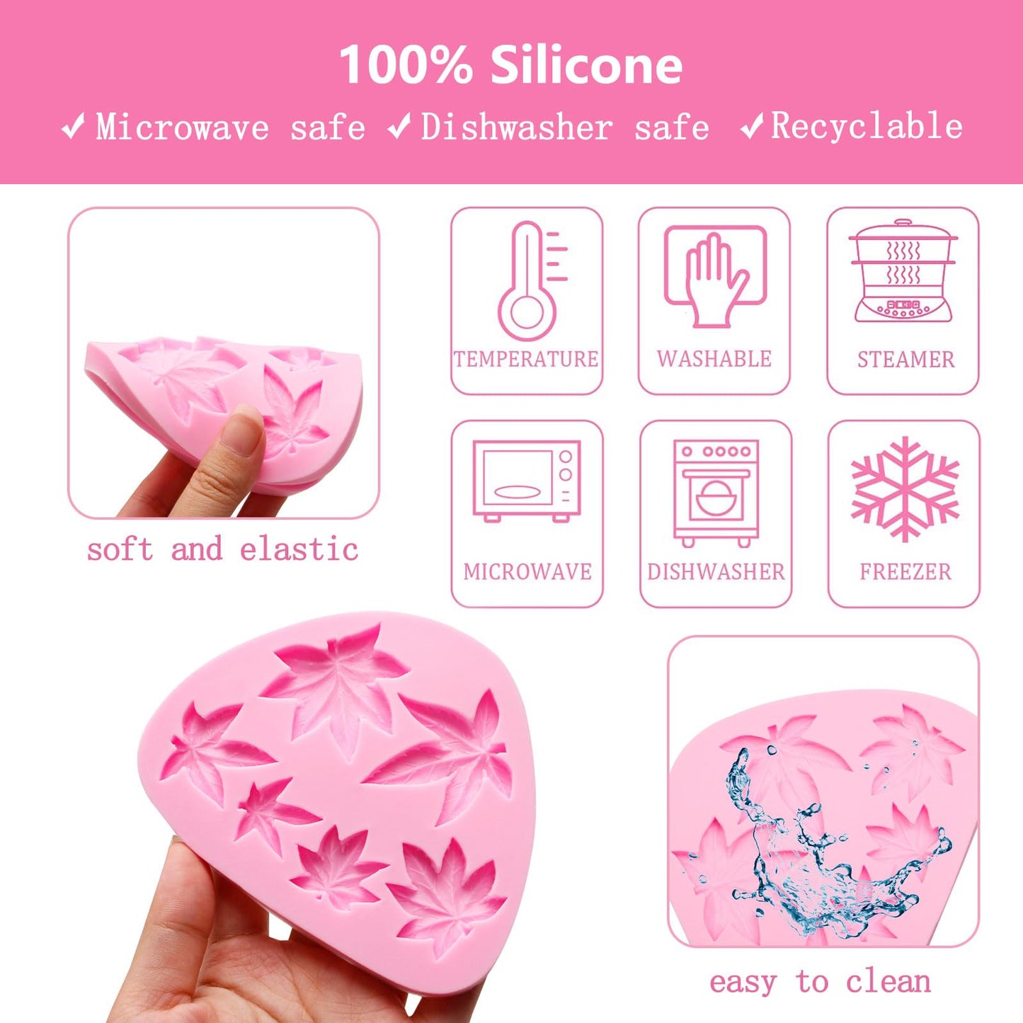 Weed Leaf Fondant Molds, Maple Leaf Silicone Molds, Plant Pot Leaves Cake Decorating Chocolate Tools for Baking Cupcake Topper Candy Cookie Dessert Clay Resin DIY Crafts Set of 2