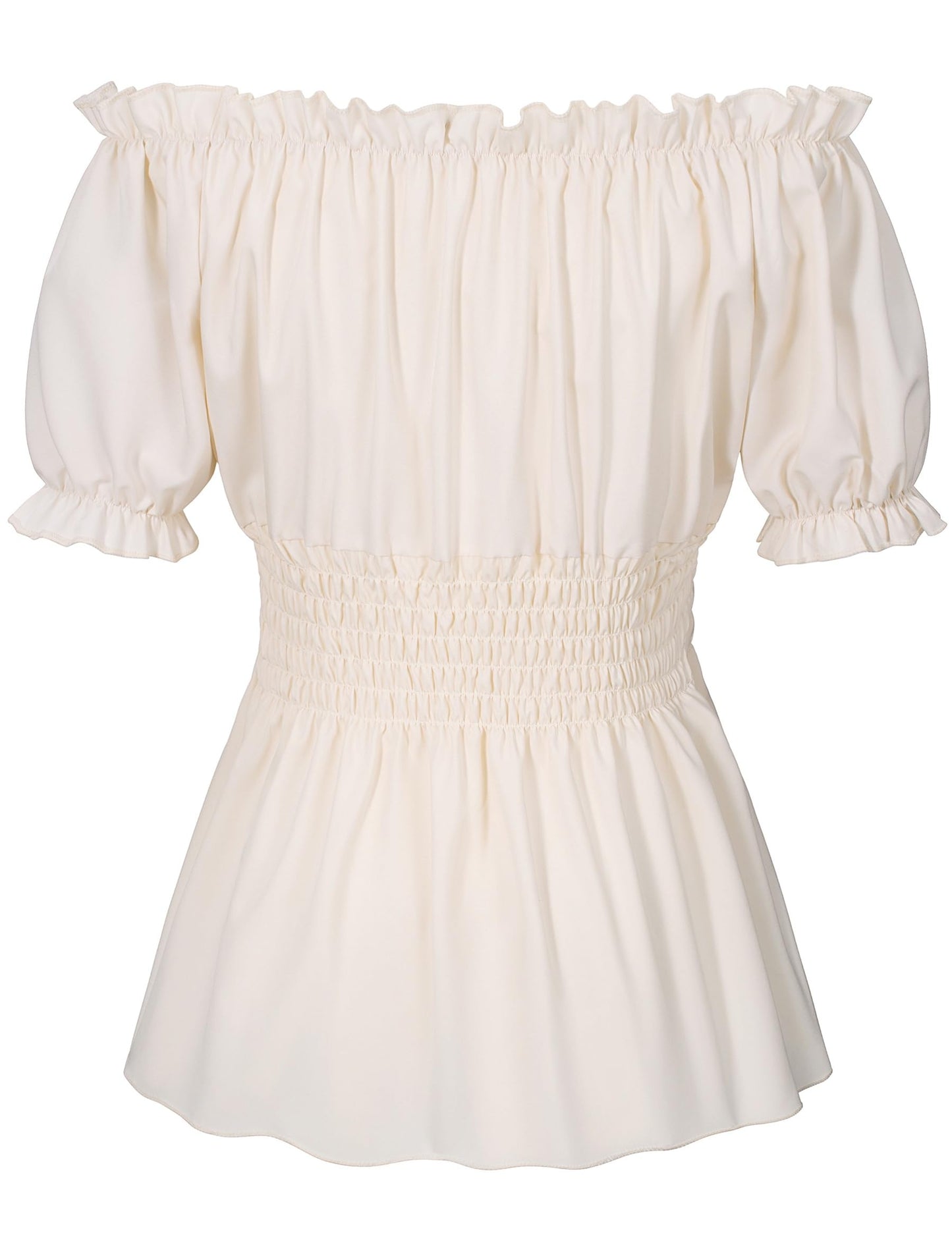 Women Renaissance Shirt Pirate Costume Victorian Peasant Steampunk Shirt Halloween Cosplay Costume(BG M) Beige
