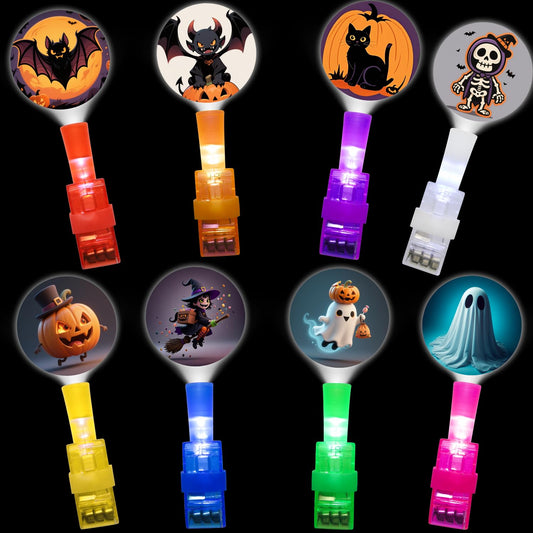 XNJAMG 32PCS Light Up Halloween Toys Finger Lights Halloween Party Favors Bulk for Kids Goodie Bag Fillers Basket Halloween Treats Non Candy Party Favor Bags Classroom Prizes Party Supplies