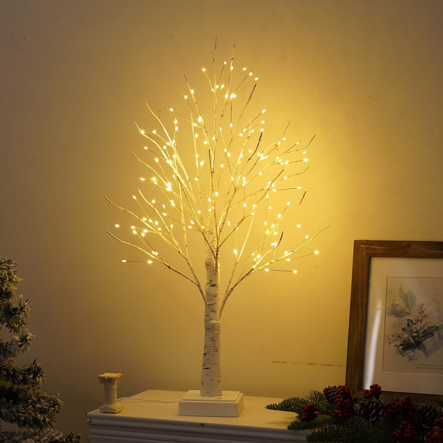 144 LED Birch Tree Lights with Remote Control, DIY Artificial Tree Lamp with Timer, Twinkle Lighted Tree 3 AA or USB Powered, Fairy Light Spirit Tree for Bedroom Easter Decor (White)