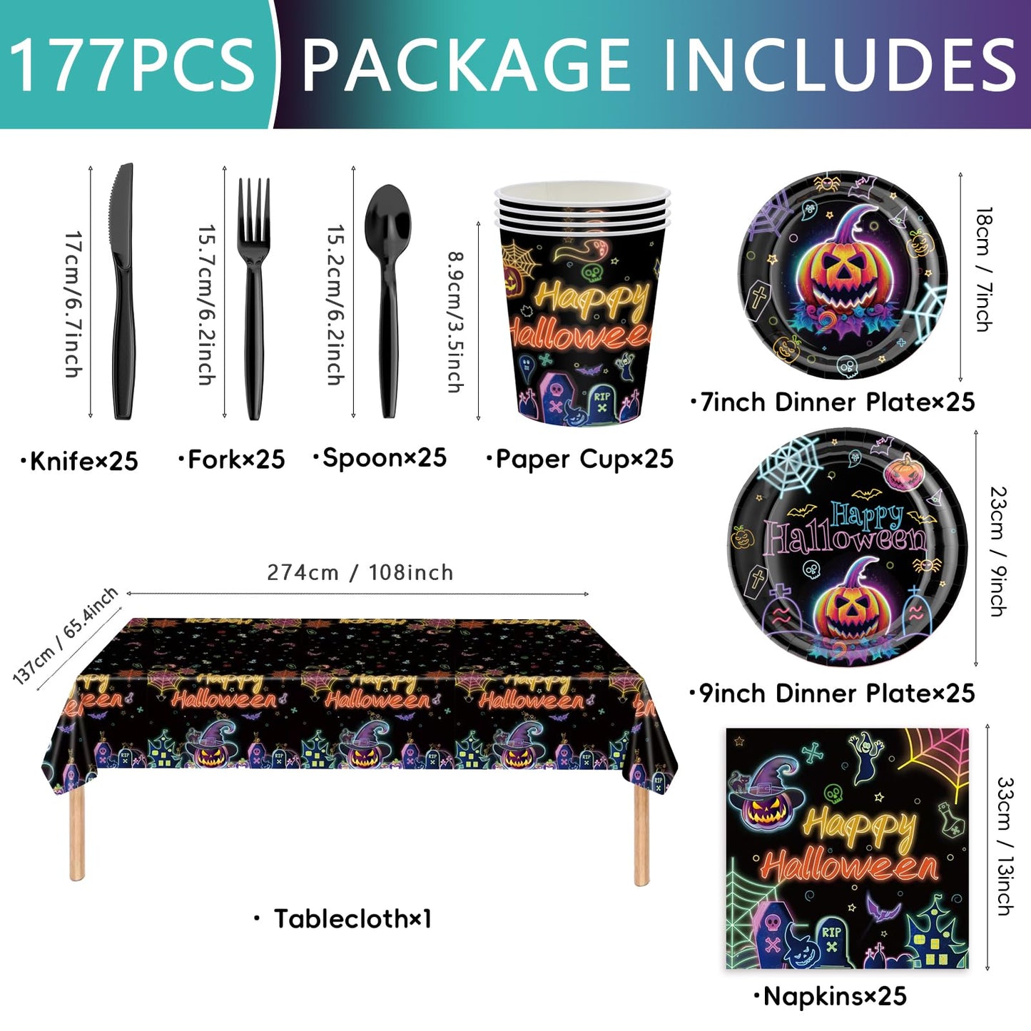 170PCS Halloween Party Plates and Napkins Set, Happy Halloween Holiday Pumpkin Ghost Dinnerware Party Decorations, Disposable Tableware for Kids Birthday Baby Shower Decor, Serve 24 Guests