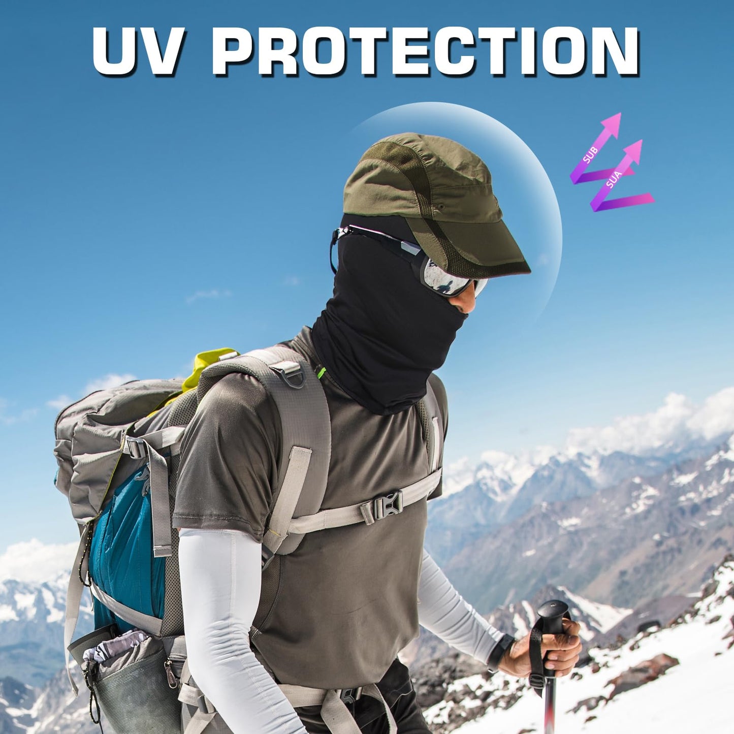 Xeoxarel Balaclava Face Mask, Summer Cooling Neck Gaiter, UV Protector Motorcycle Ski Scarf for Men/Women Black