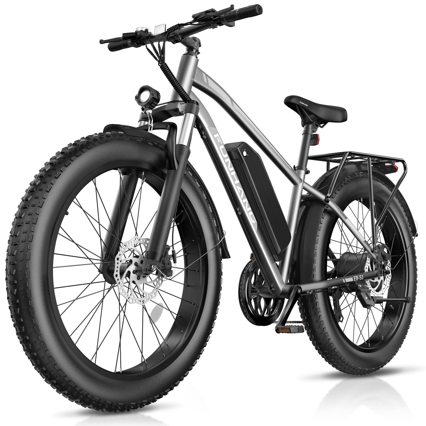 Funhang Electric Bike for Adults, Peak 1000W Ebike, 25MPH 60Miles Electric Mountain Bike, 26" Fat Tire Adult Electric Bicycle with 48V 13AH Battery, Rear Rack, 7 Speed, Front Suspension, Turn Signal