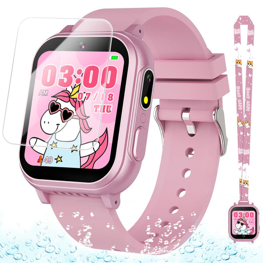 Waterproof Smart Watch for Kids Gift for Girls Age 5-12 with 32 Games, Dual Camera, Habit Tracking, Music Player, Video, Alarm Clock, HD Touchscreen Kids Smart Watch Birthday Toys for 3-12 Year Old