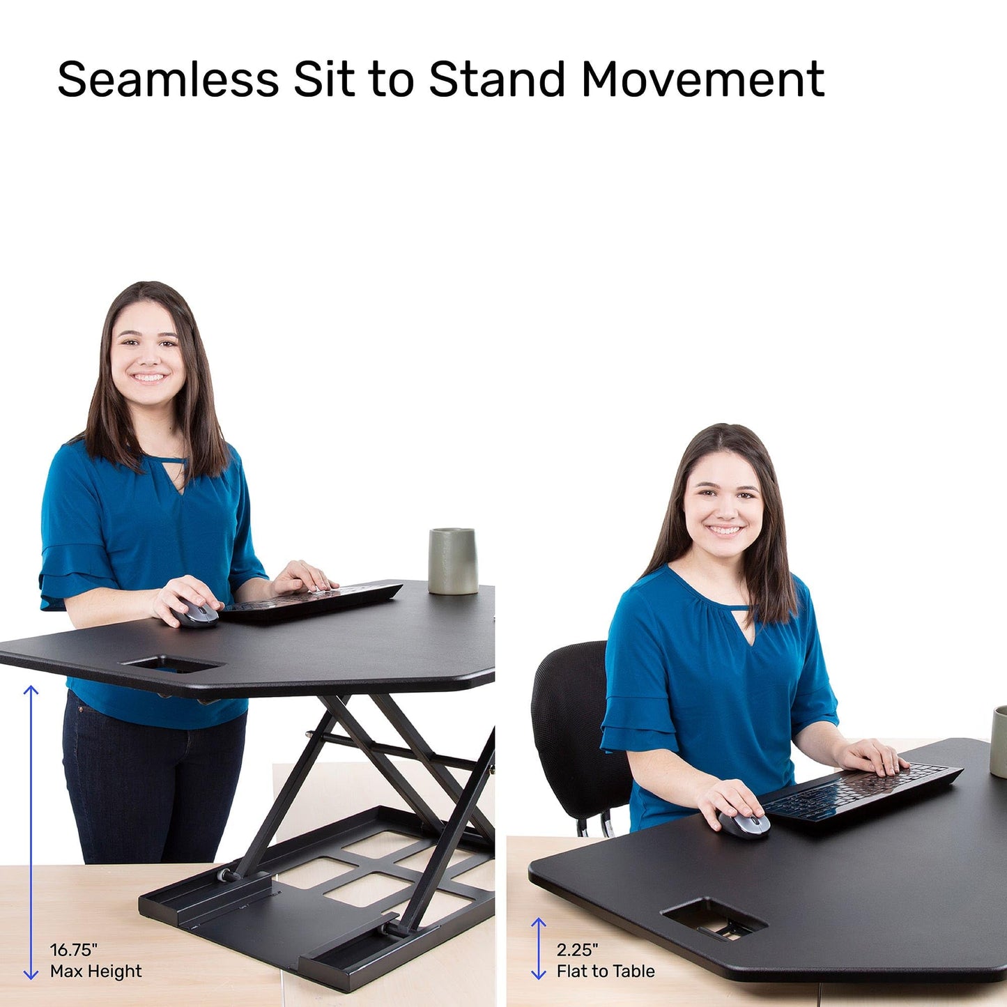 X-Elite Pro 40" Corner Standing Desk Converter with Pneumatic Lift | Adjustable Sit to Stand Riser, L-Shaped Desks & Cubicles | Fully Assembled Computer Workstation (Matte Black)