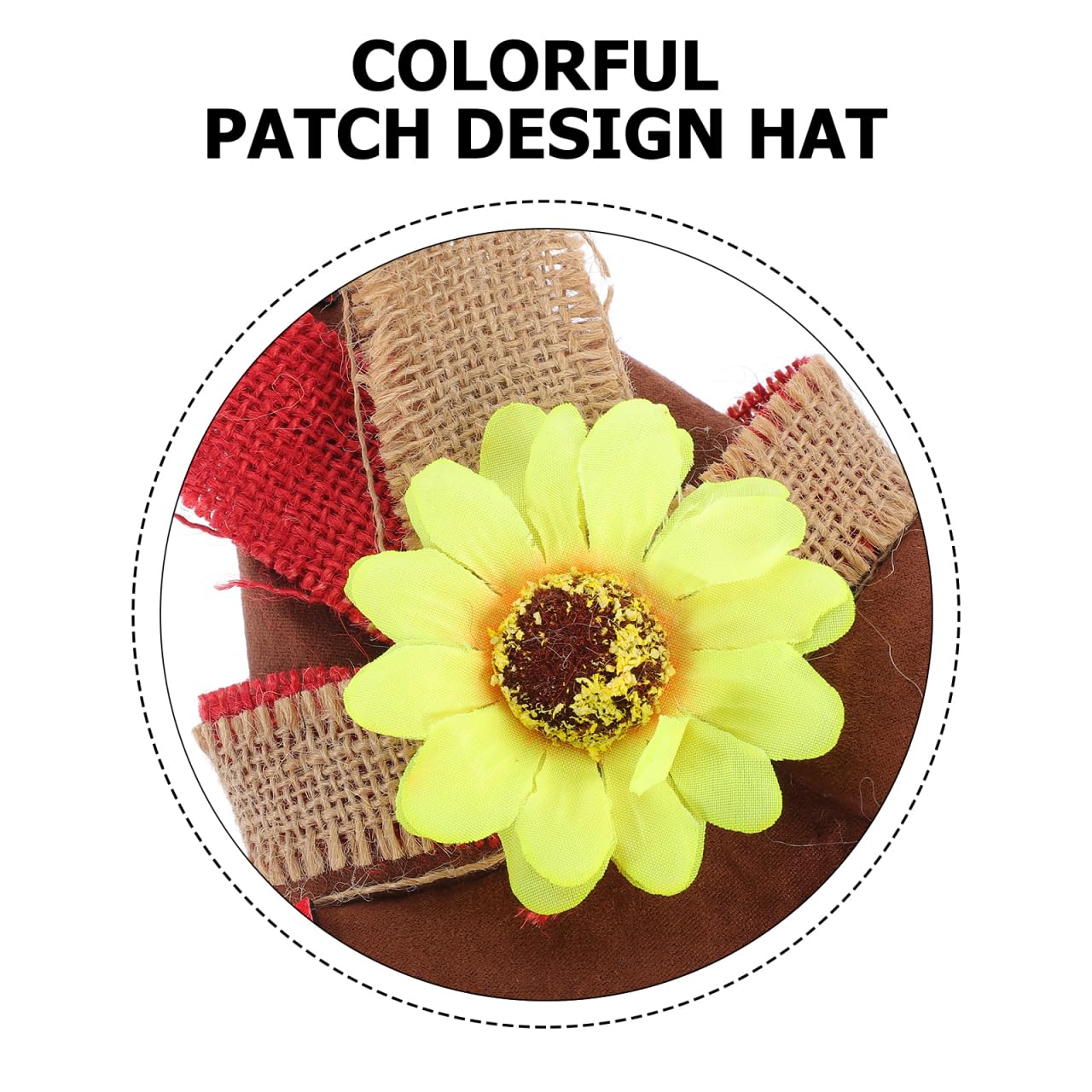 4Pcs Halloween Straw Hat Costumes Straw Sunflower Wizard Hat with Necklace Wristband Decoration for Harvest Carnival Cosplay Adornment