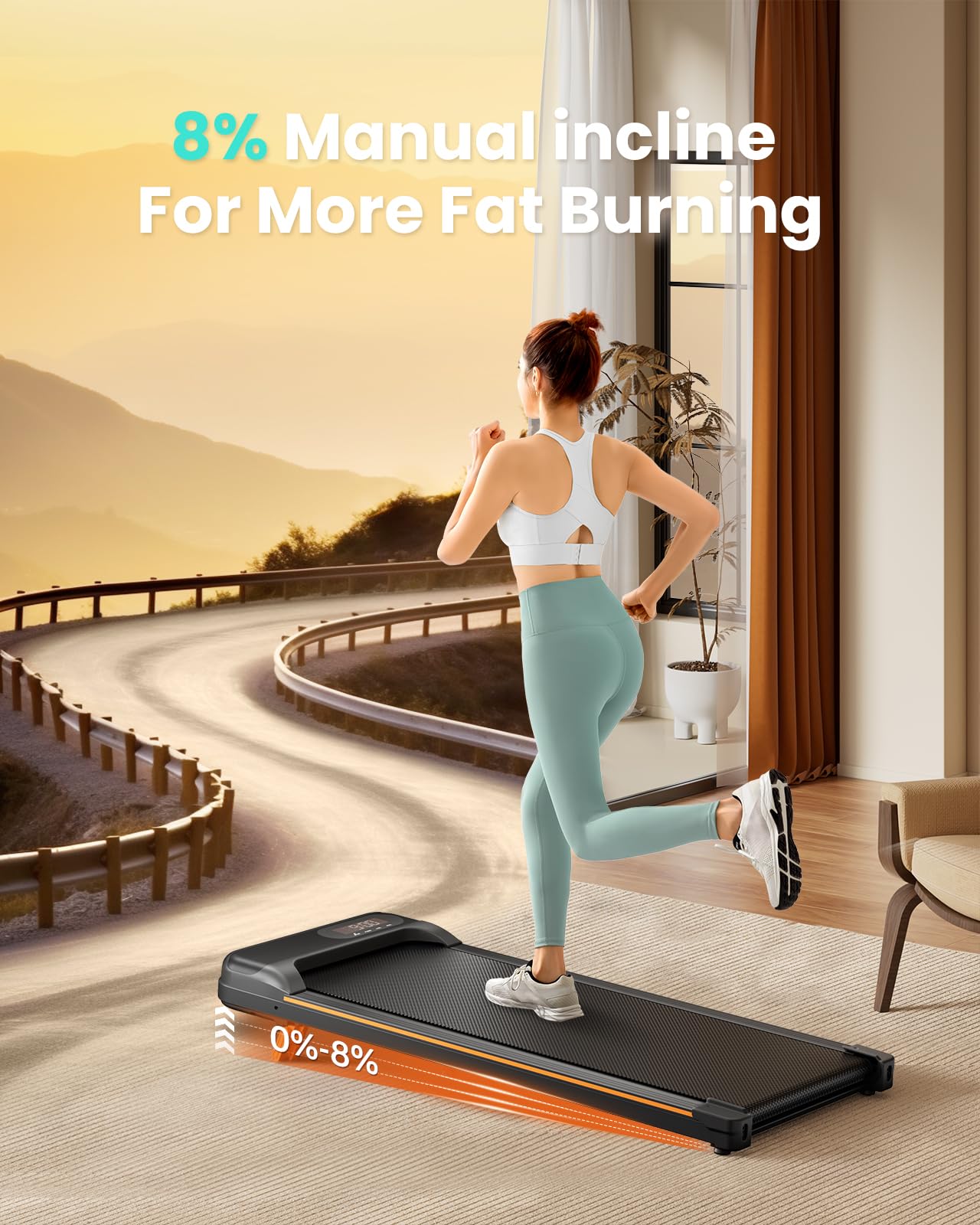 Abonow Walking Pad, 2.5HP Walking Pad Treadmill,2 in 1 Portable Under Desk Treadmill 265lb Weight Capacity,Walking Machine with Incline for Home Small,Remote Control,LED Display