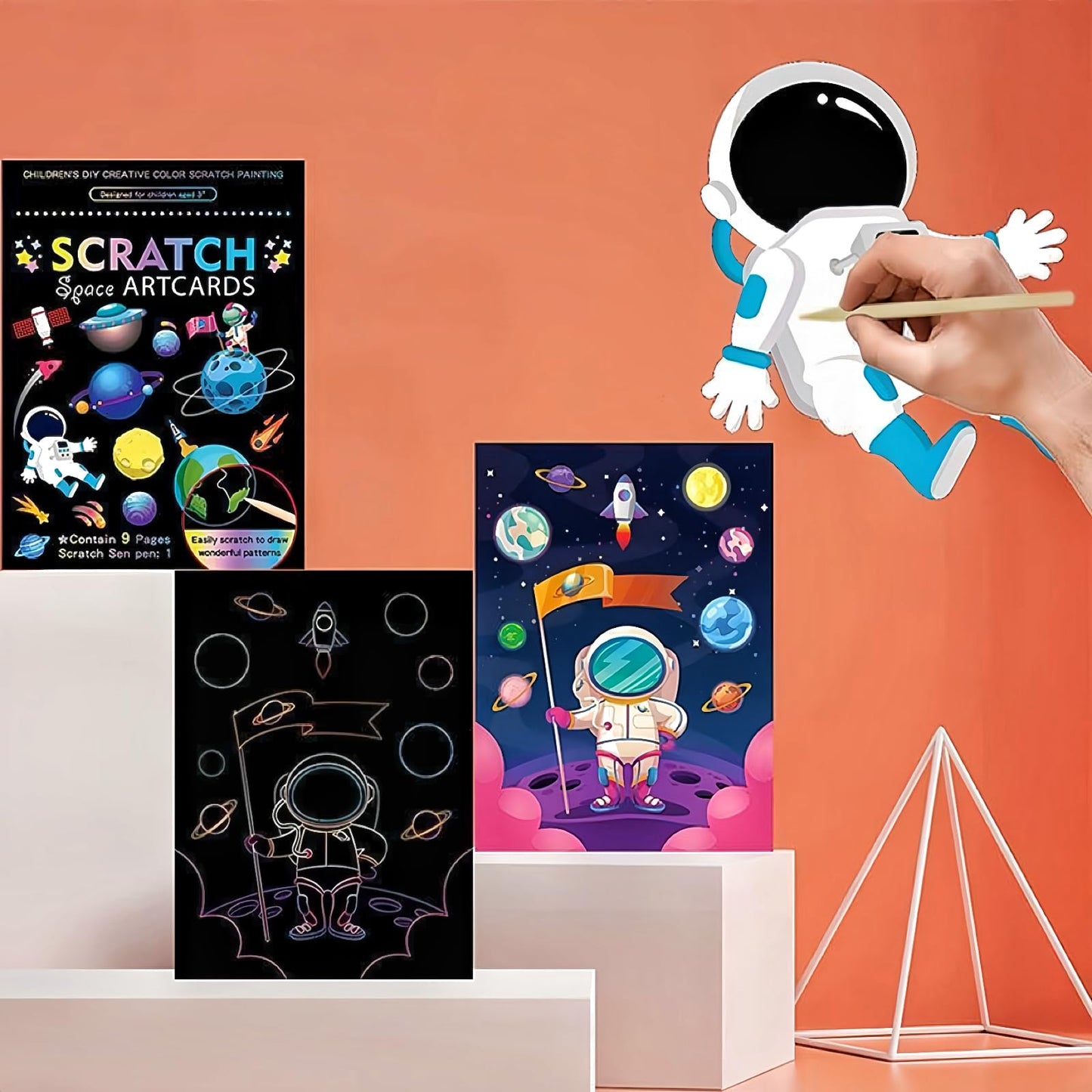 3 Set Scratch Paper Art for Kids, Magic Drawing Book for Children, Rainbow Scratch Off Craft Book with Scratch Pen for Birthday Party Games, DIY Projects Kits Craft Gifts Creative Scratch Art Kit
