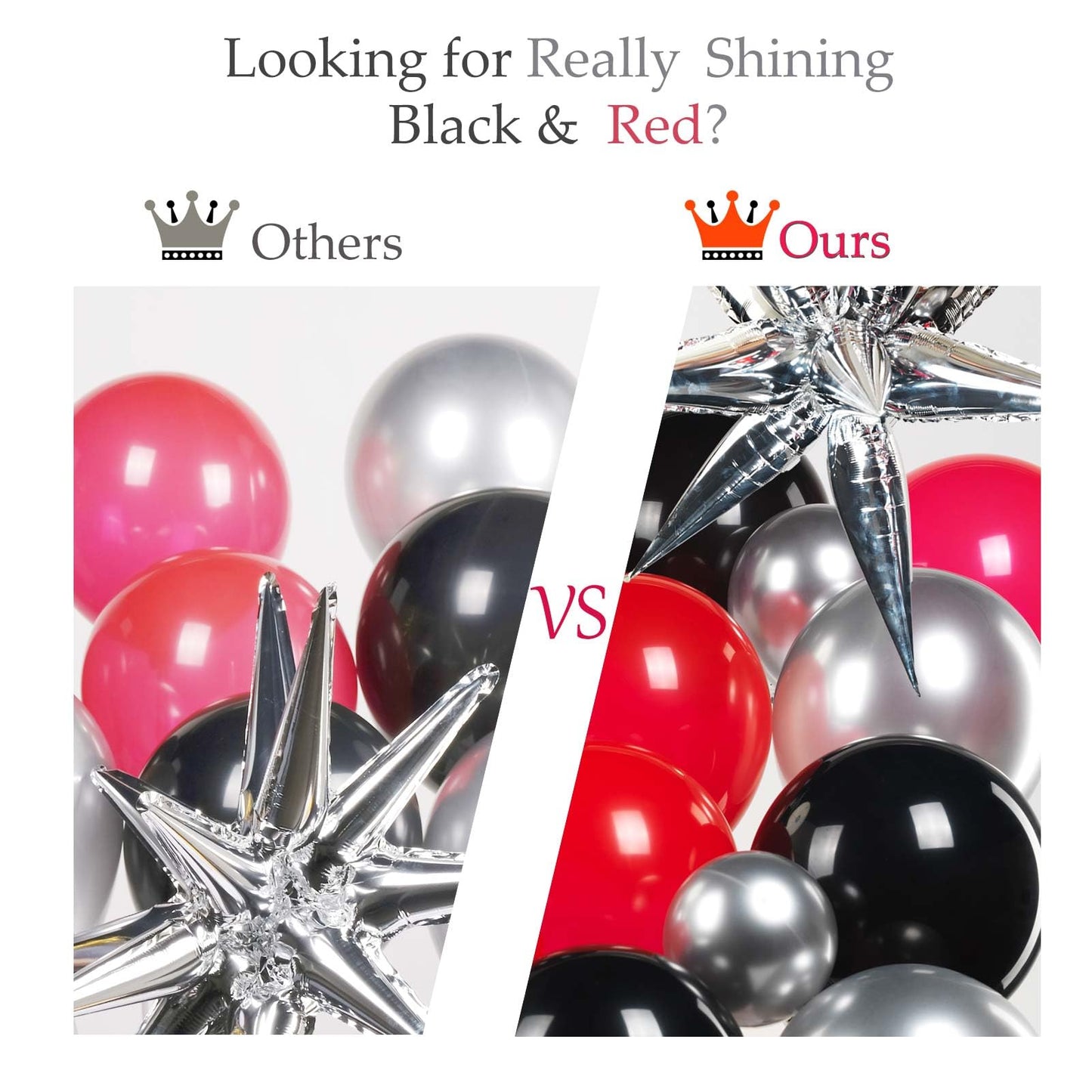 yeewaka black and red silver balloon garland arch kit 150pcs with Starburst Balloons for wedding Casino movie night theme birthday graduations prom 2025 grad Party decorations