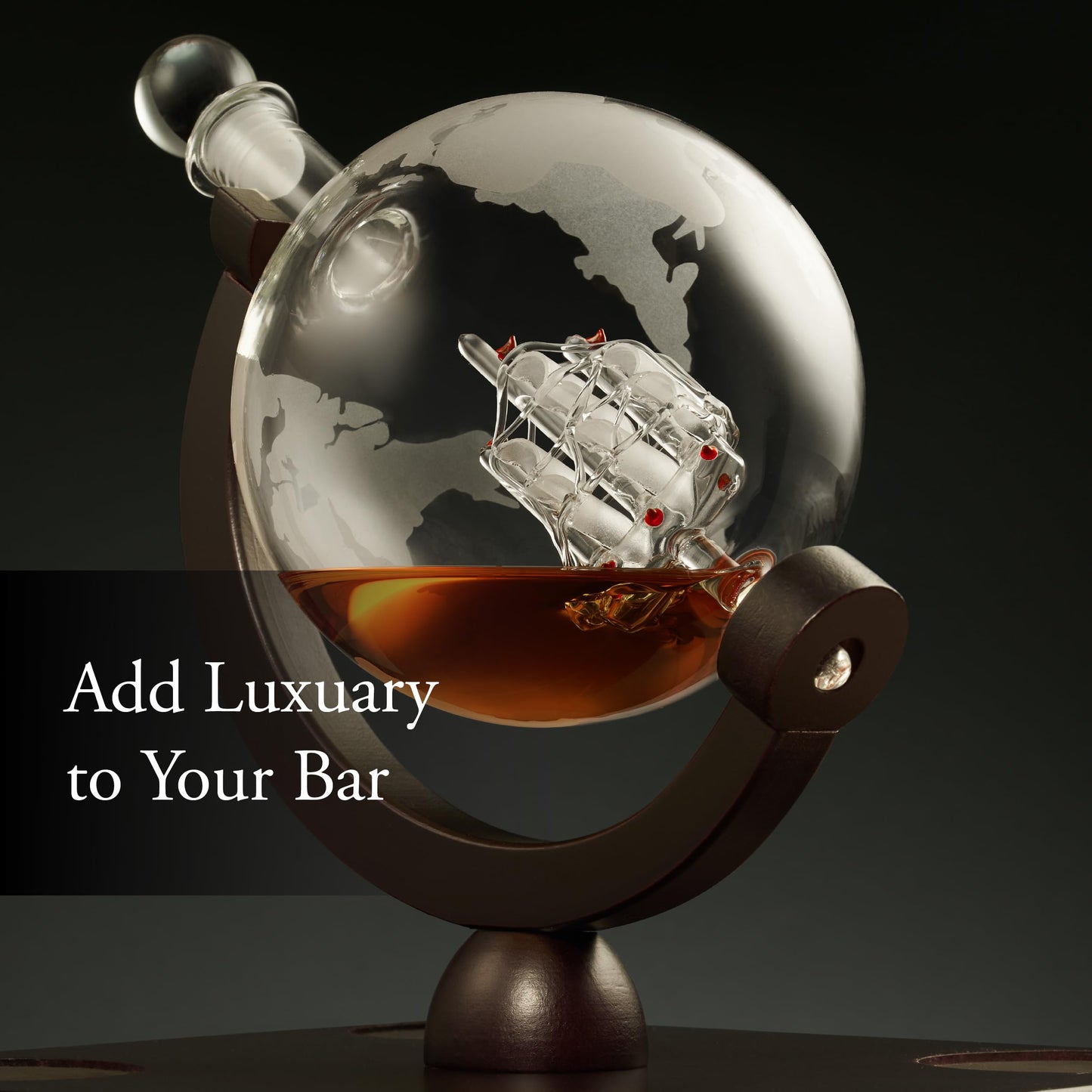 Whiskey Decanter Globe Set for Men with 4 Glasses, Bourbon, Rum, Scotch, Crystal Clear Decanter Sets - Whiskey Gifts for Men Dad Him (Globe Decanter)